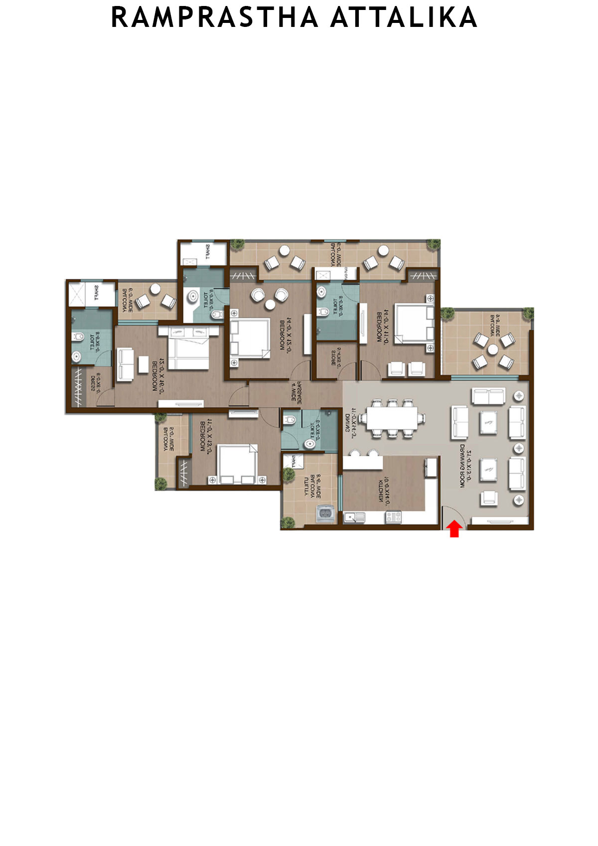 Ramprastha Attalika Tower A Unit 2 (Type 2) Floor Plan