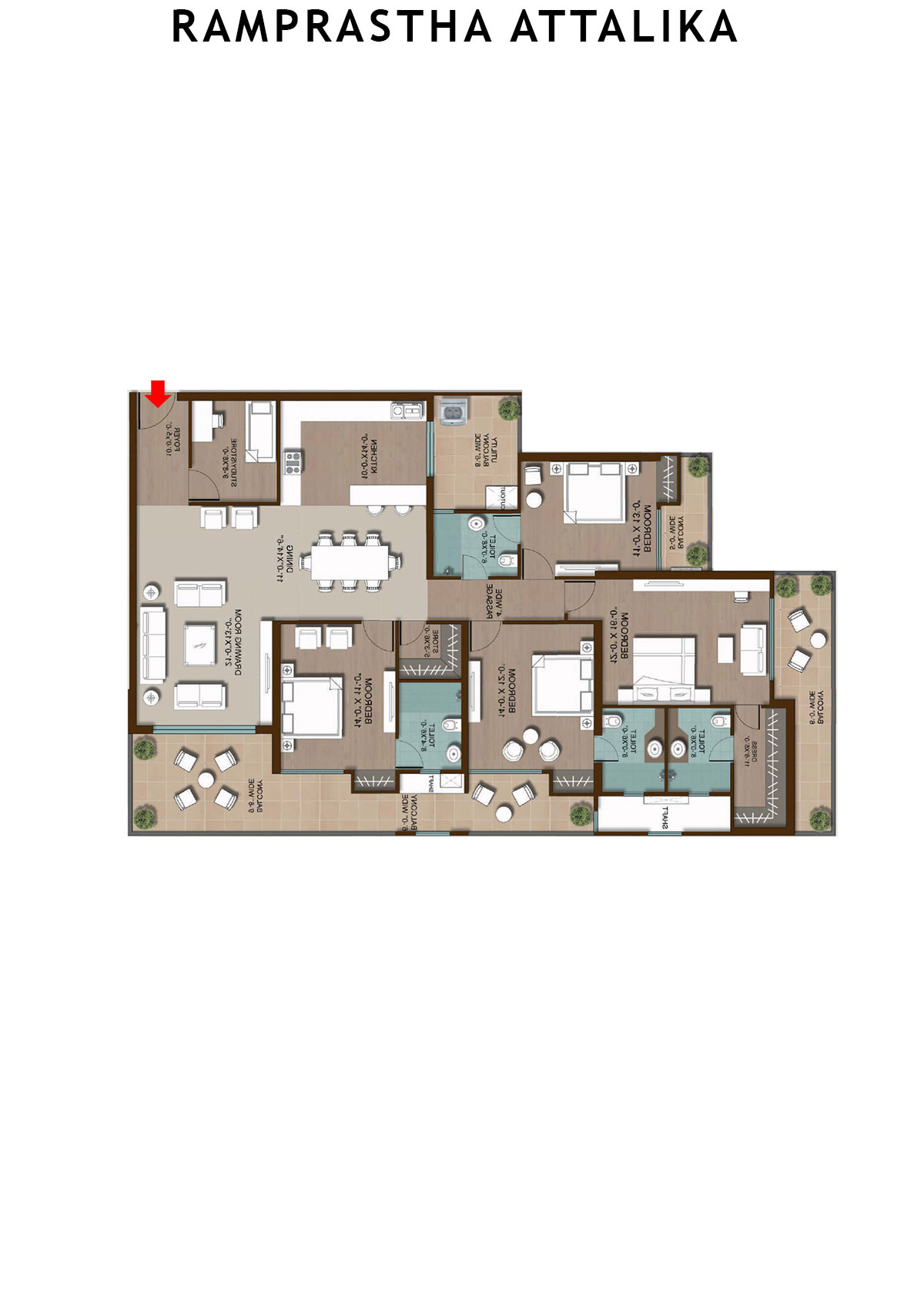 Ramprastha Attalika Tower A Unit 4 (Type 1) Floor Plan