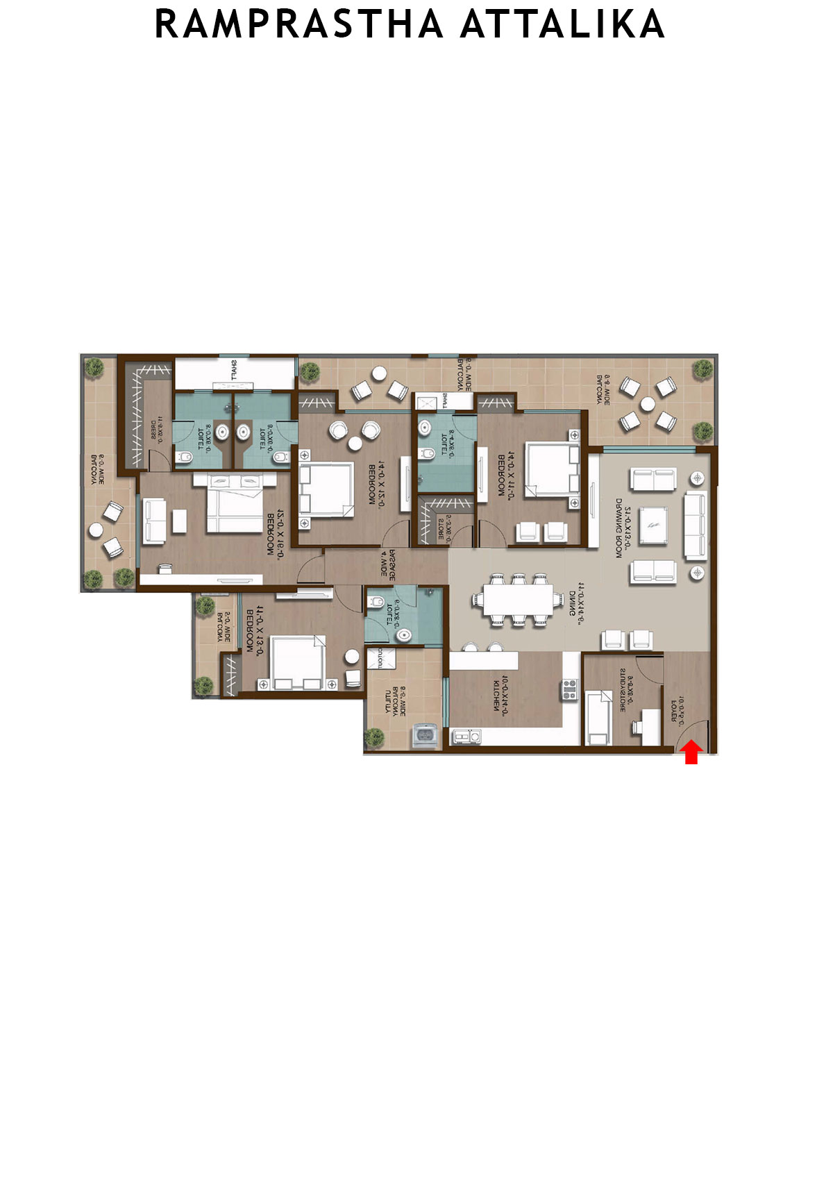 Ramprastha Attalika Tower C Unit 2 (Type 1) Floor Plan
