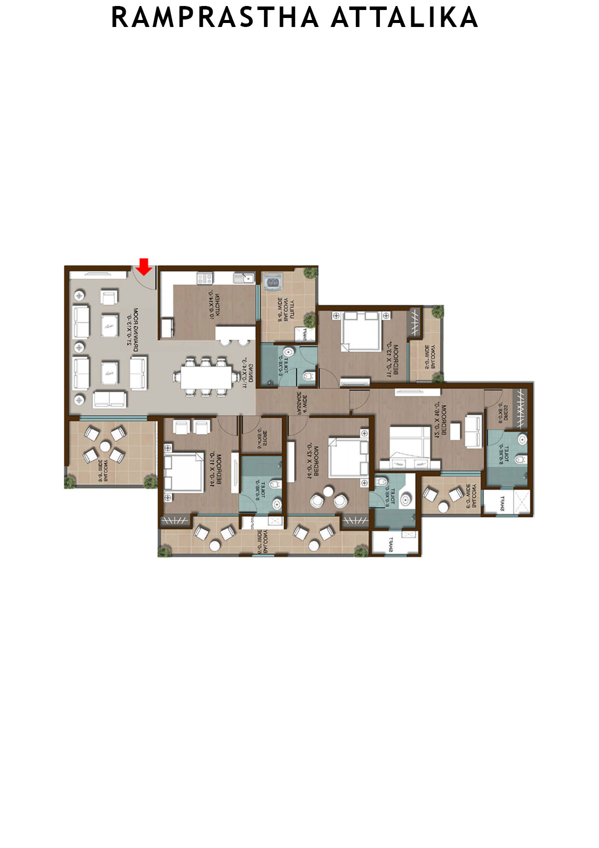 Ramprastha Attalika Tower C Unit 4 (Type 2) Floor Plan