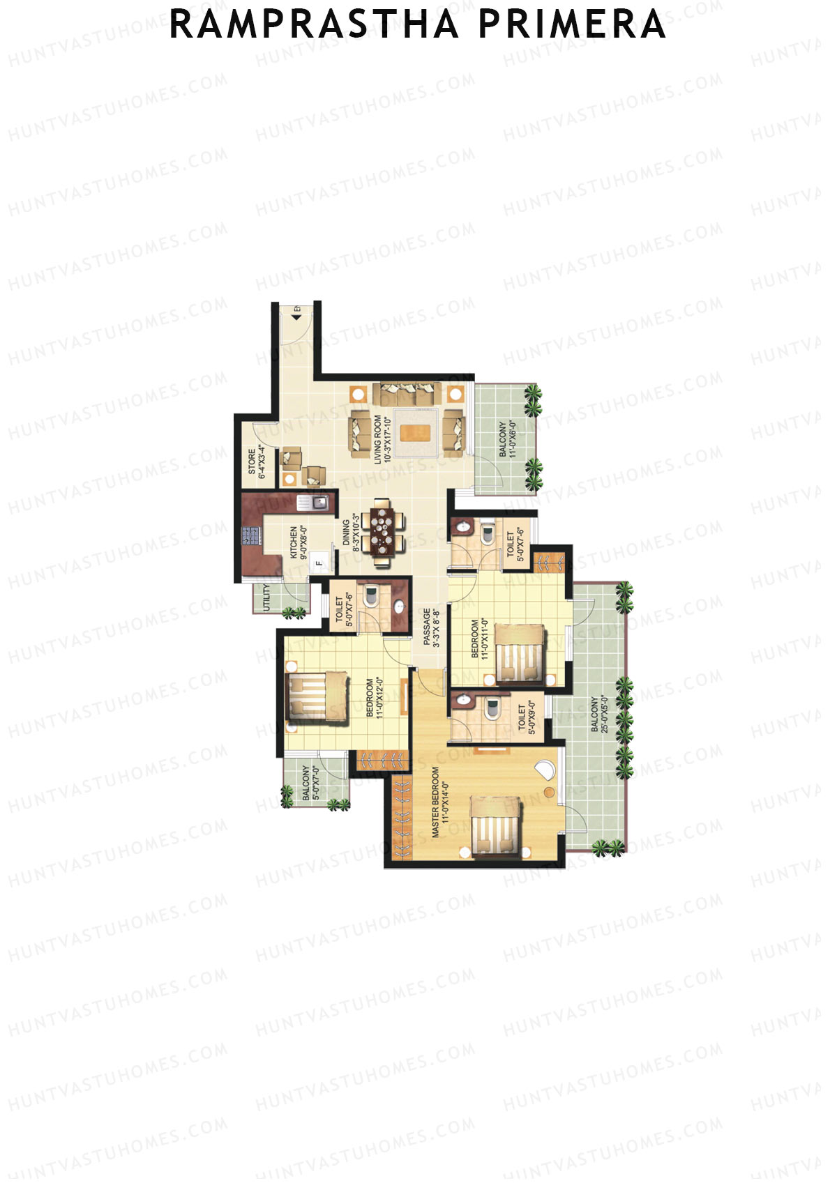 Ramprastha Primera Tower C Unit 1 Floor Plan