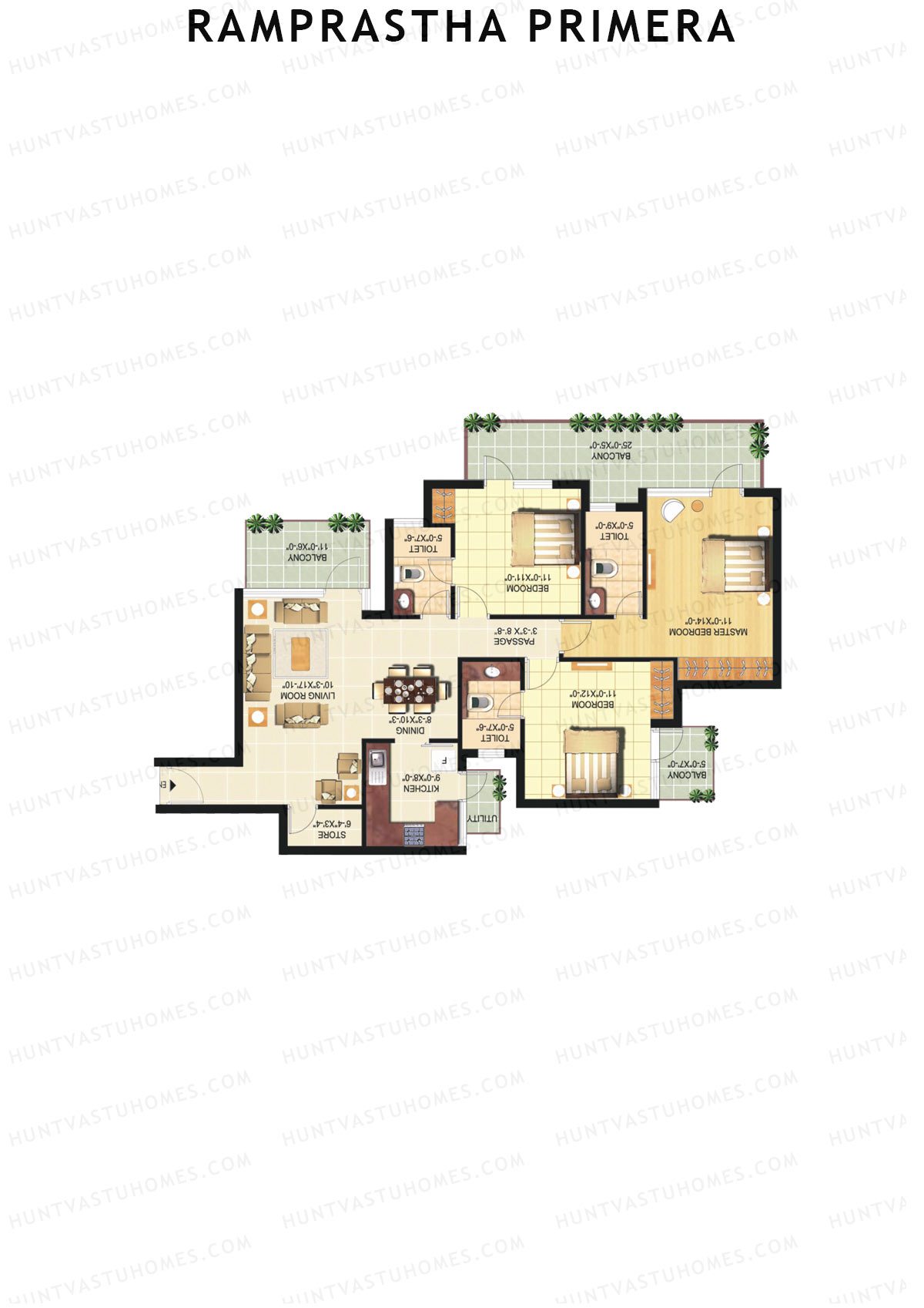 Ramprastha Primera Tower E Unit 1 Floor Plan
