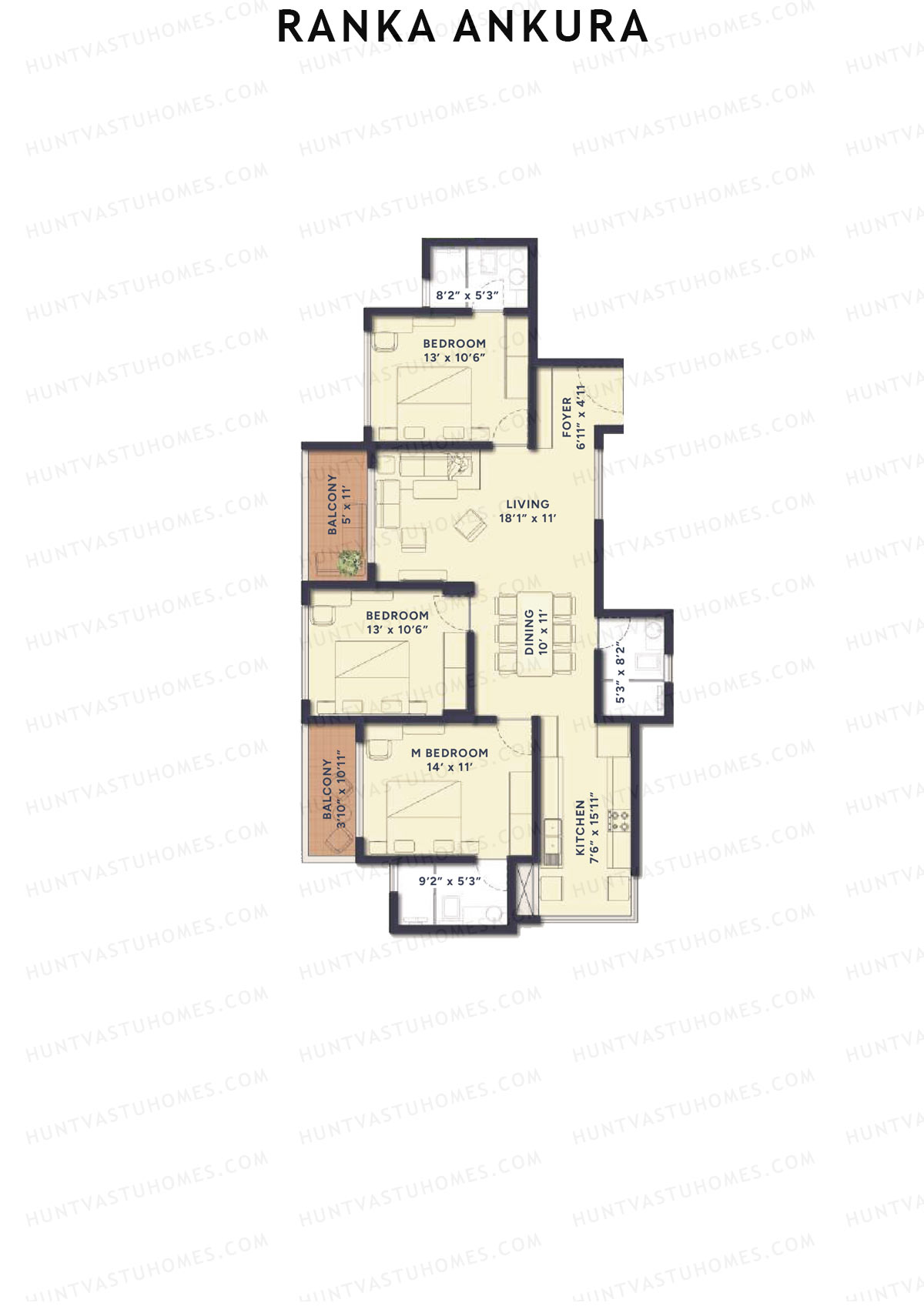 Ranka Ankura Tower 1 Unit 5 (Type 5) Floor Plan