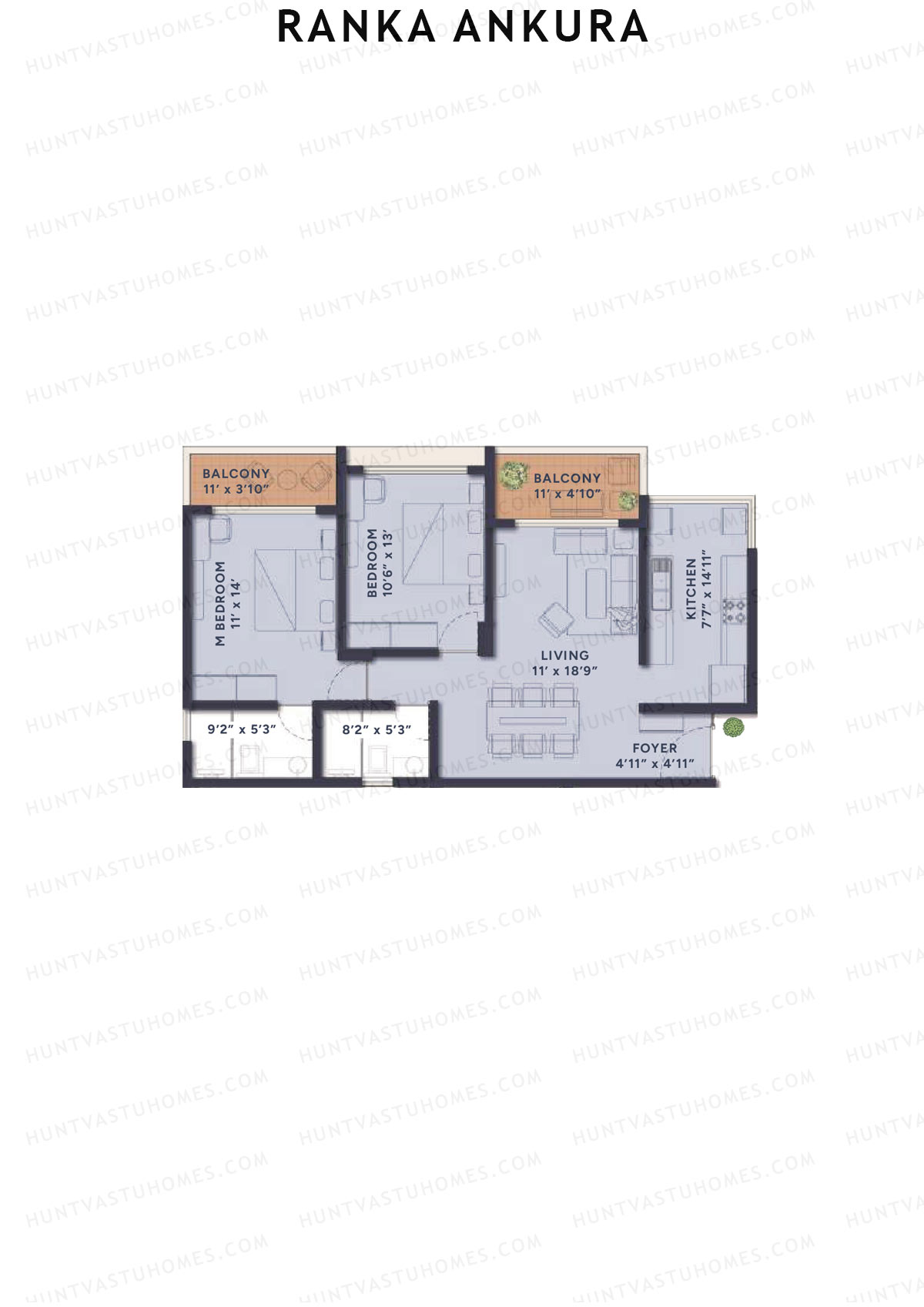 Ranka Ankura Tower 2 Unit 2 (Type 2) Floor Plan