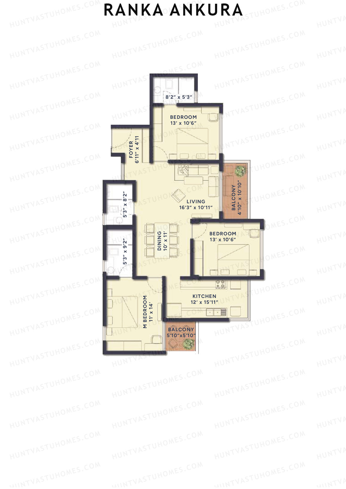Ranka Ankura Tower 2 Unit 4 (Type 4) Floor Plan