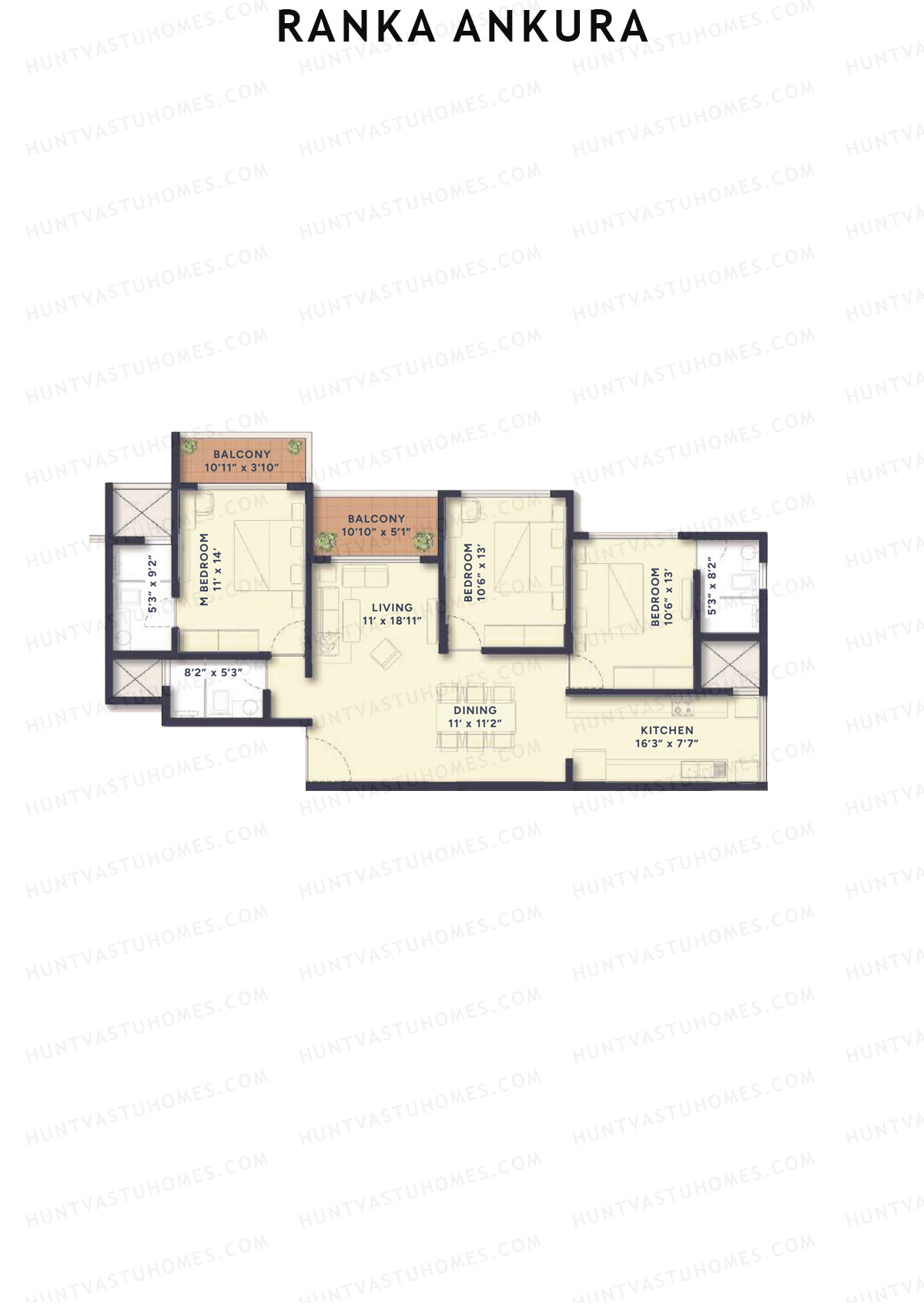 Ranka Ankura Tower 3 Unit 2 (Type 2) Floor Plan