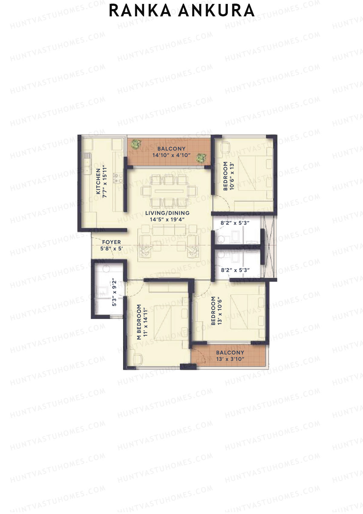 Ranka Ankura Tower 3 Unit 3 (Type 3) Floor Plan