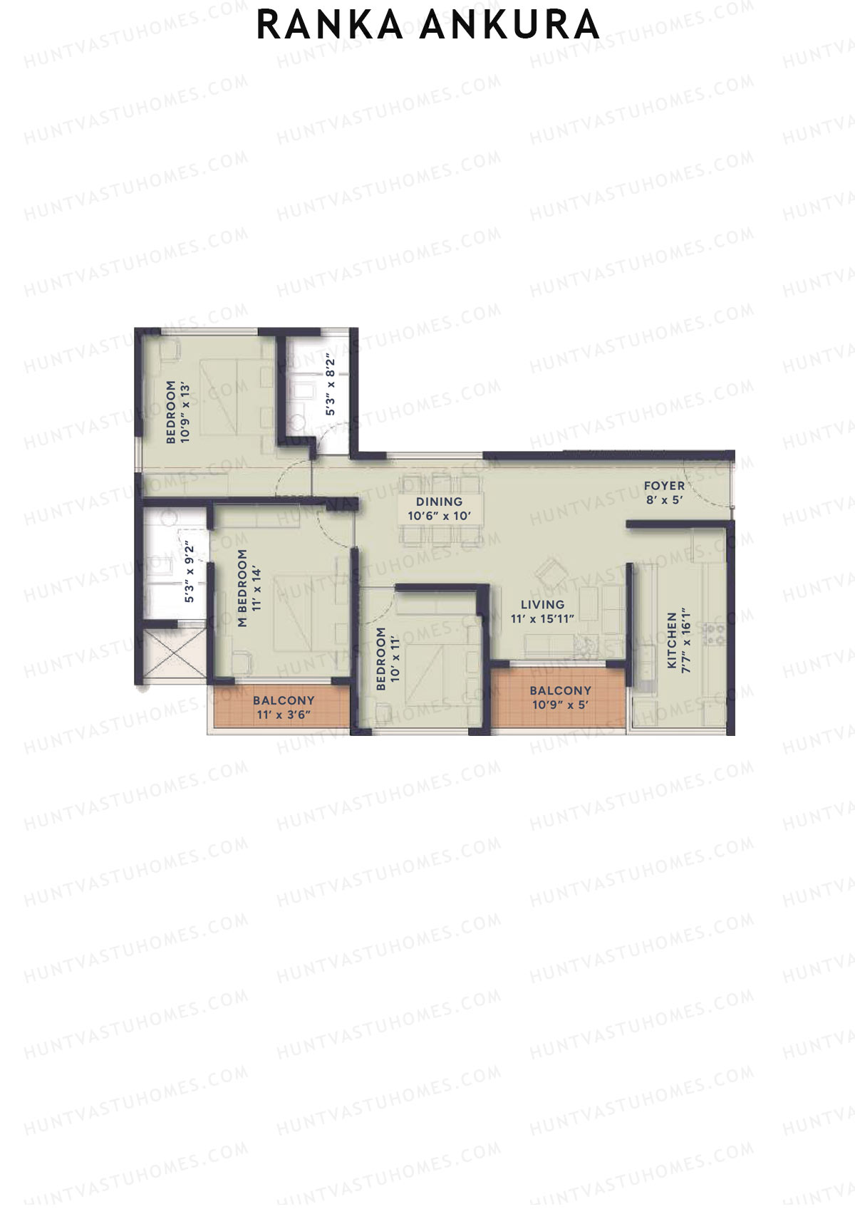Ranka Ankura Tower 4 Unit 5 (Type 5) Floor Plan