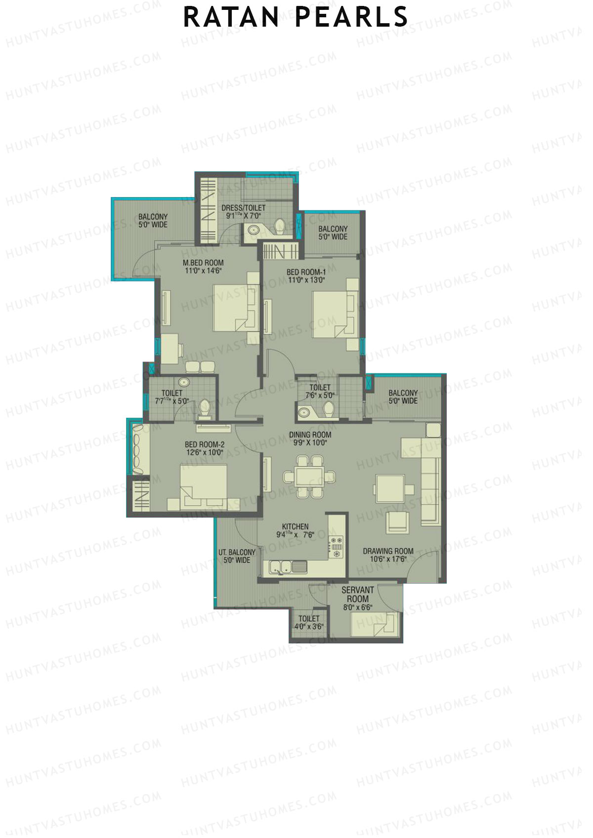 Ratan Pearls Tower B Unit 3 Floor Plan