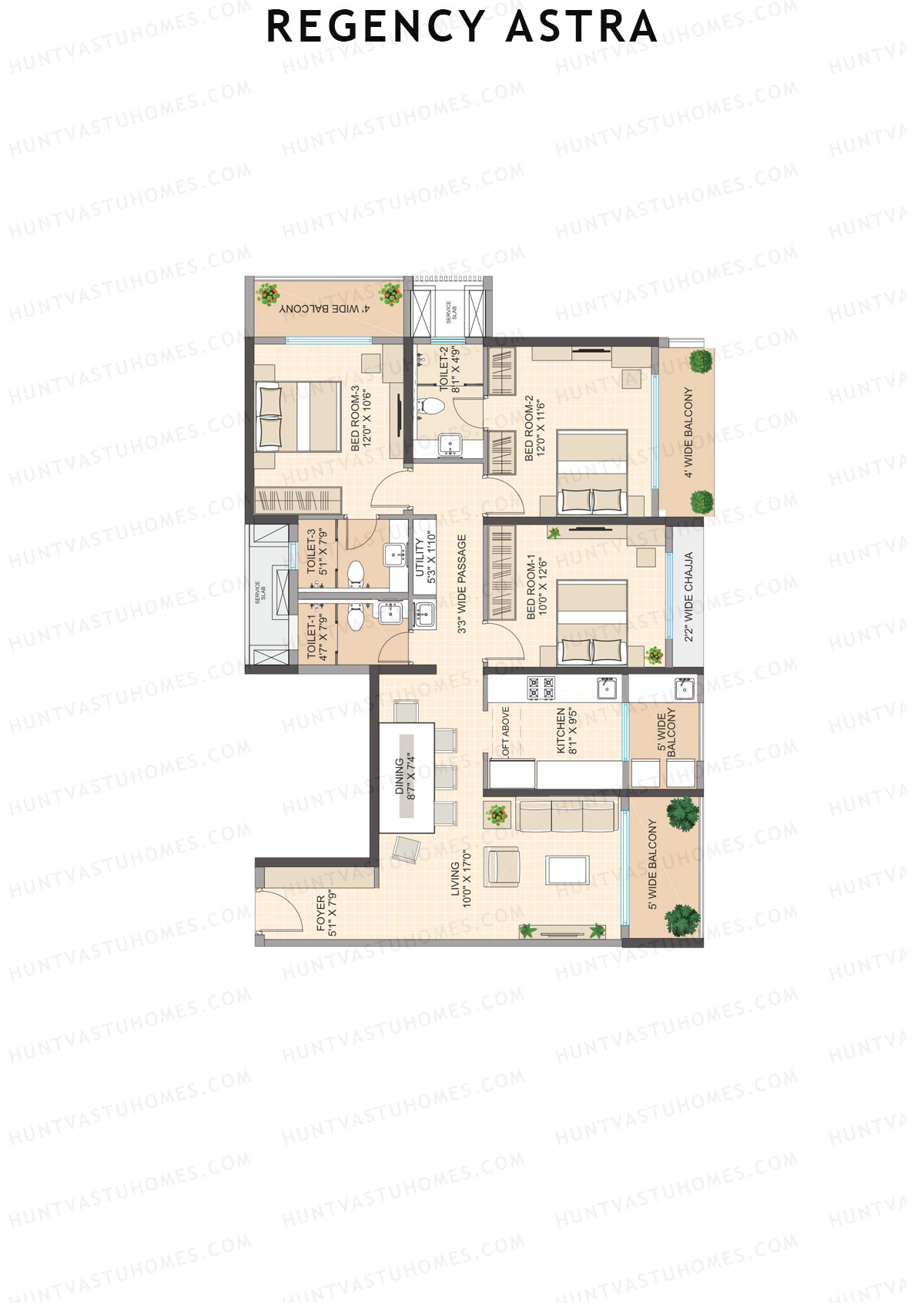 Regency Astra Tower A2 Unit 3 Floor Plan
