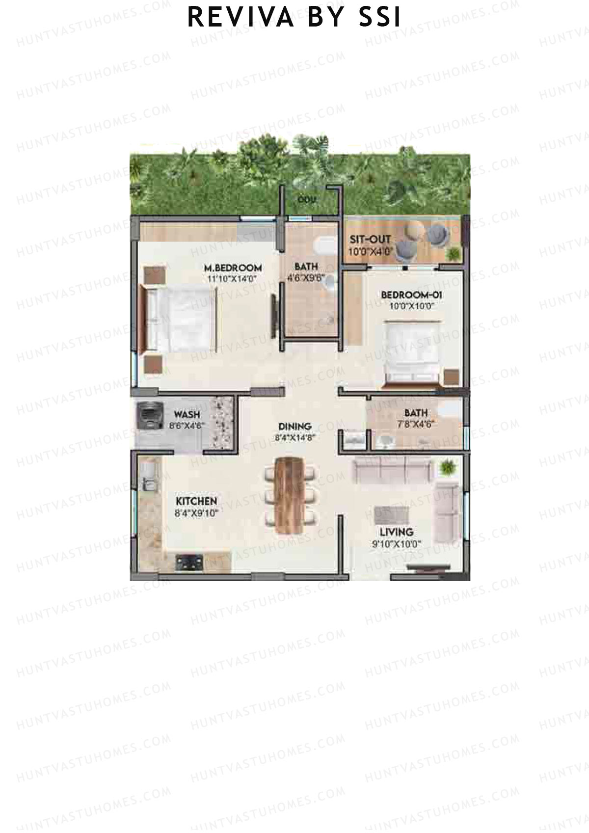 Reviva By SSI, Aloha, Unit A12, 2BHK, Super Area 1045   sq ft 