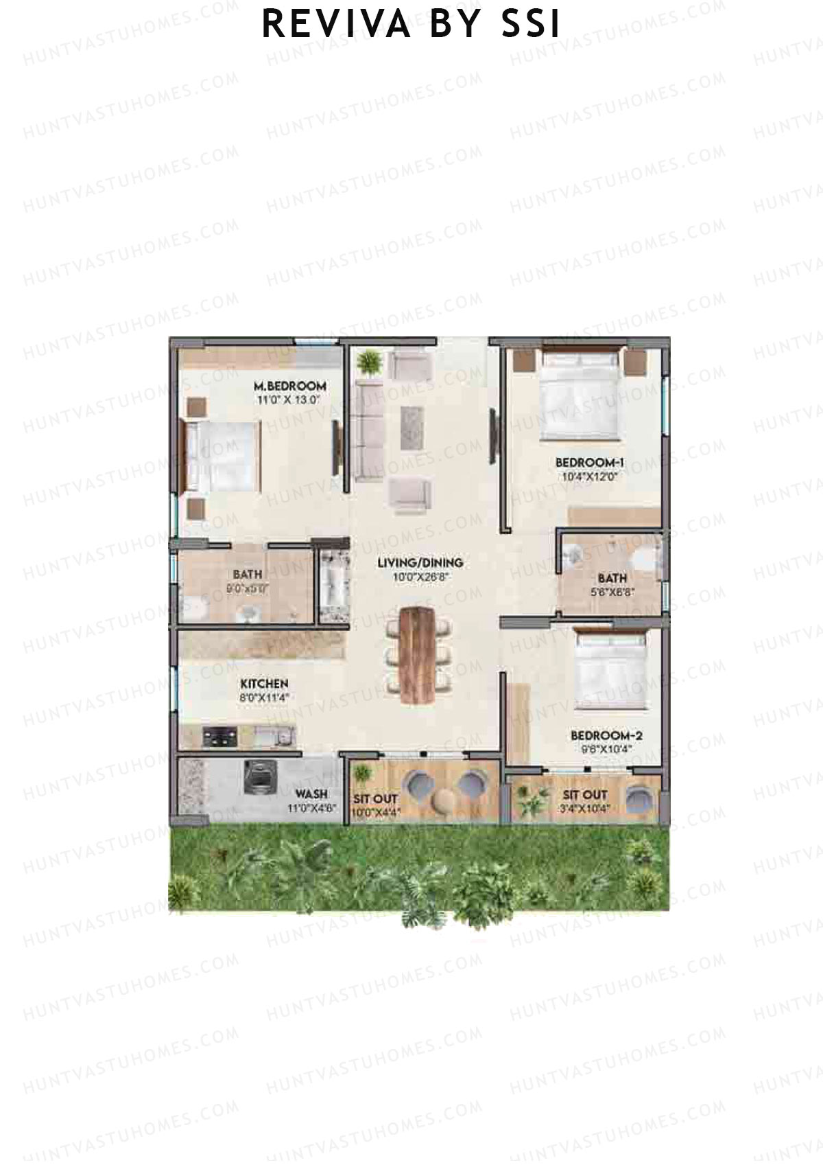Reviva By SSI, Aloha, Unit A2, 3BHK, Super Area 1315   sq ft 