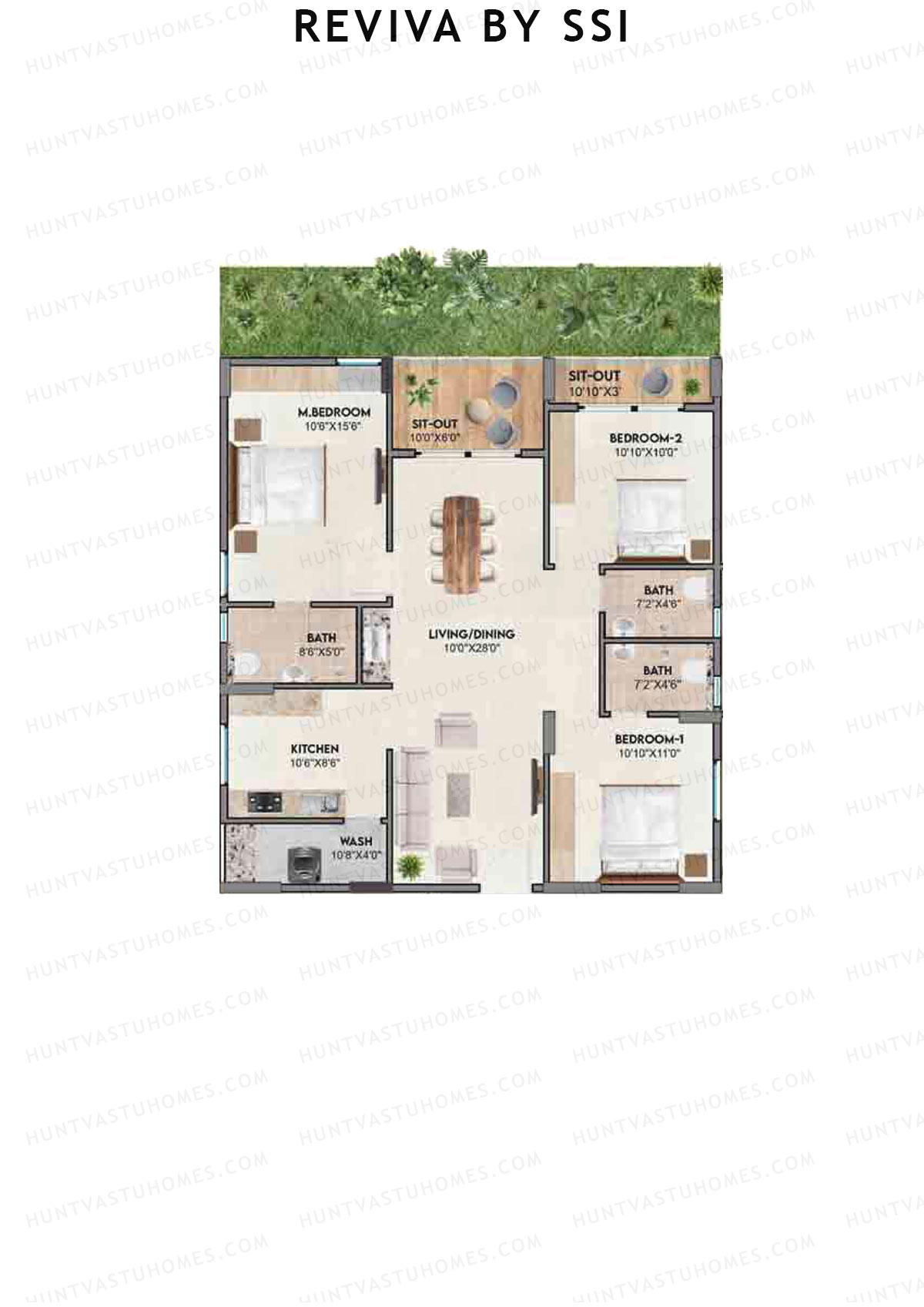 Reviva By SSI, Aloha, Unit A7, 3BHK, Super Area 1435   sq ft 