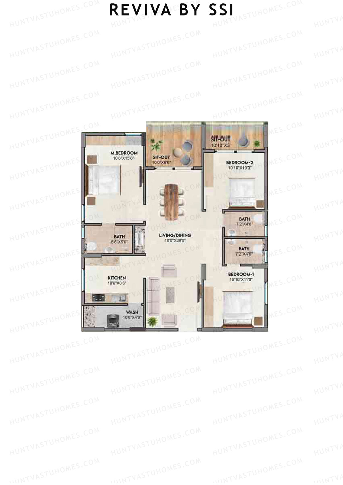 Reviva By SSI, Aloha, Unit A8, 3BHK, Super Area 1490   sq ft 