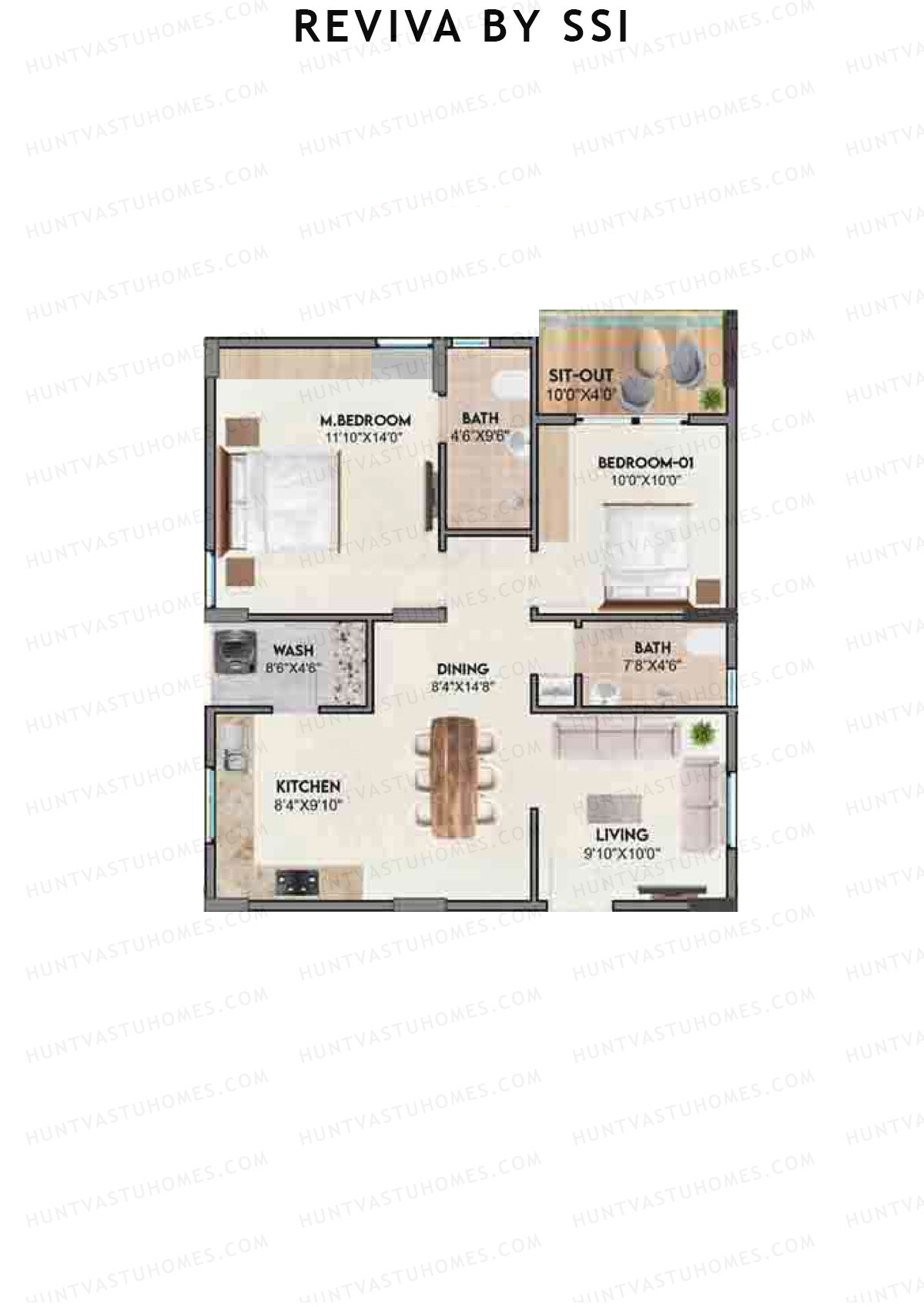Reviva By SSI, Aloha, Unit A9, 2BHK, Super Area 1085   sq ft 