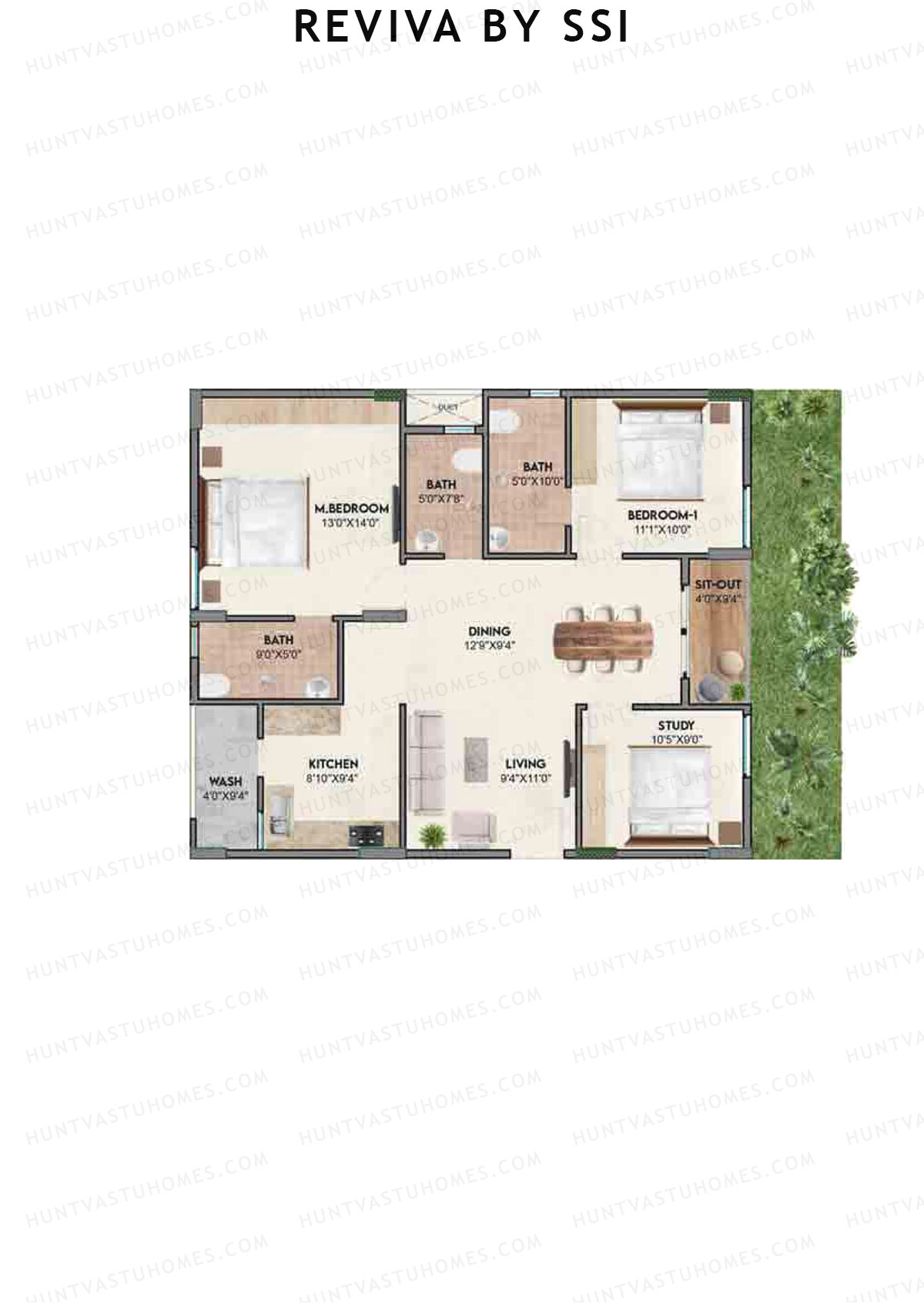 Reviva By SSI, Bliss, Unit B14, 2BHK, Super Area 1350   sq ft 