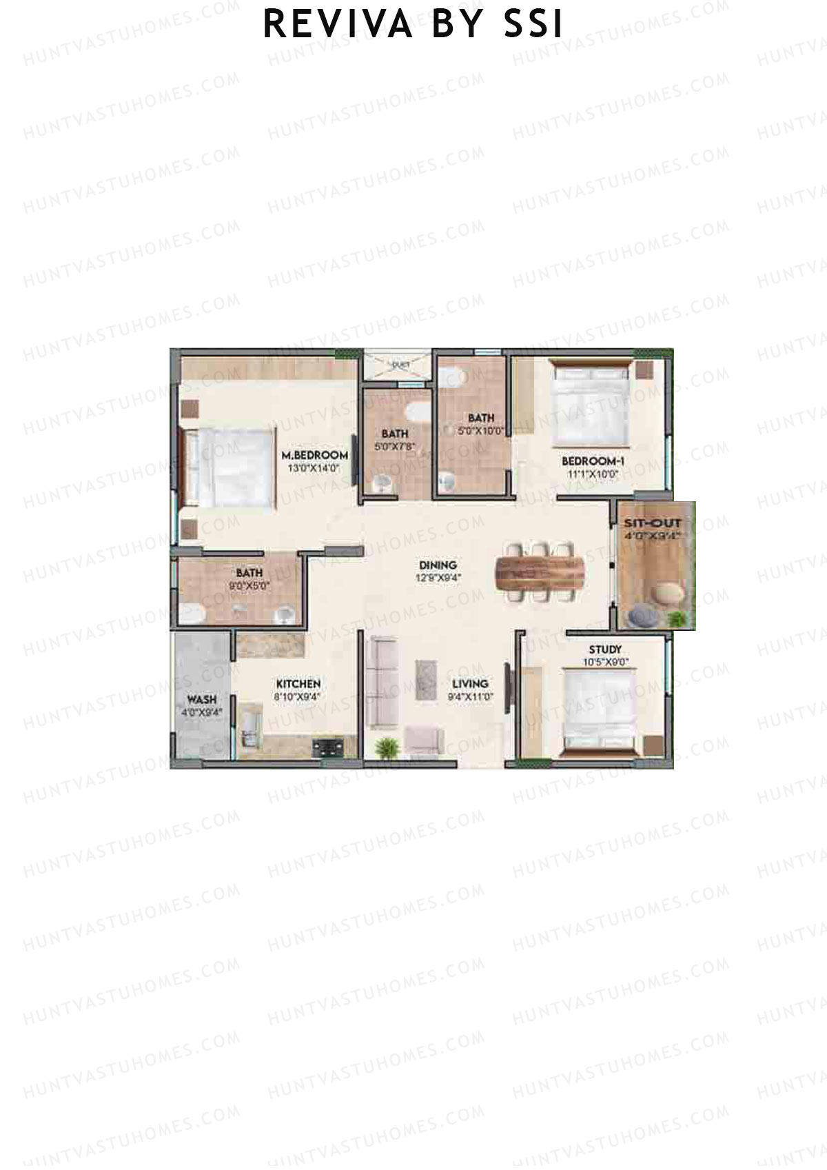Reviva By SSI, Bliss, Unit B14, 2BHK, Super Area 1370   sq ft 