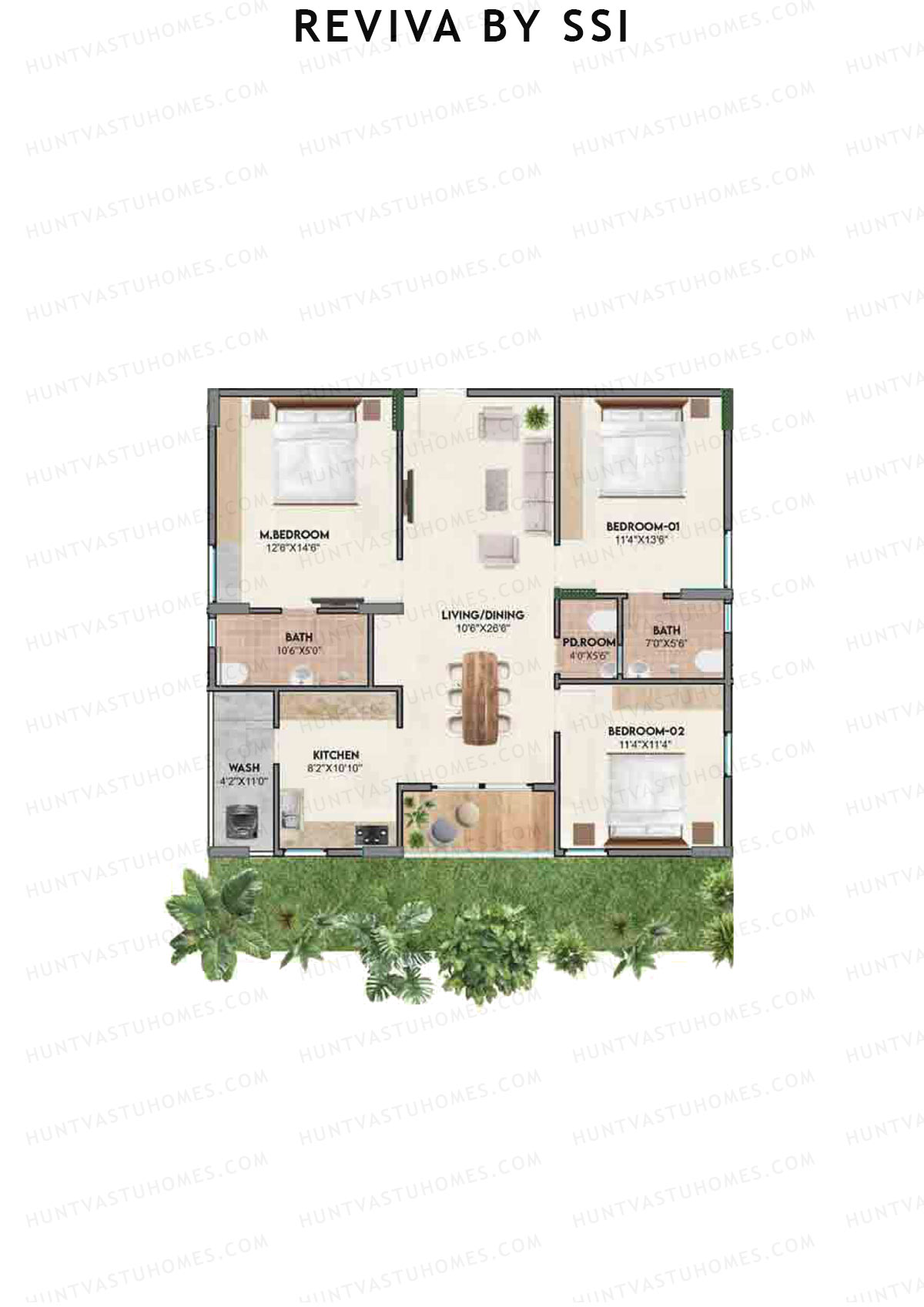 Reviva By SSI, Bliss, Unit B1, 3BHK, Super Area 1435   sq ft 