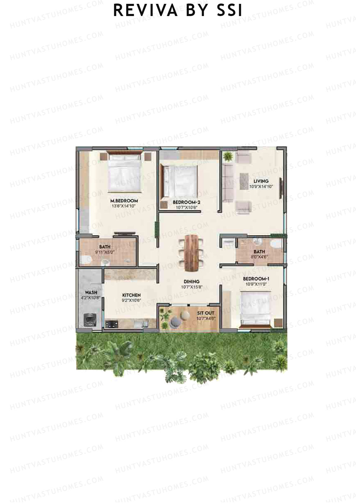 Reviva By SSI, Bliss, Unit B2, 3BHK, Super Area 1455   sq ft 