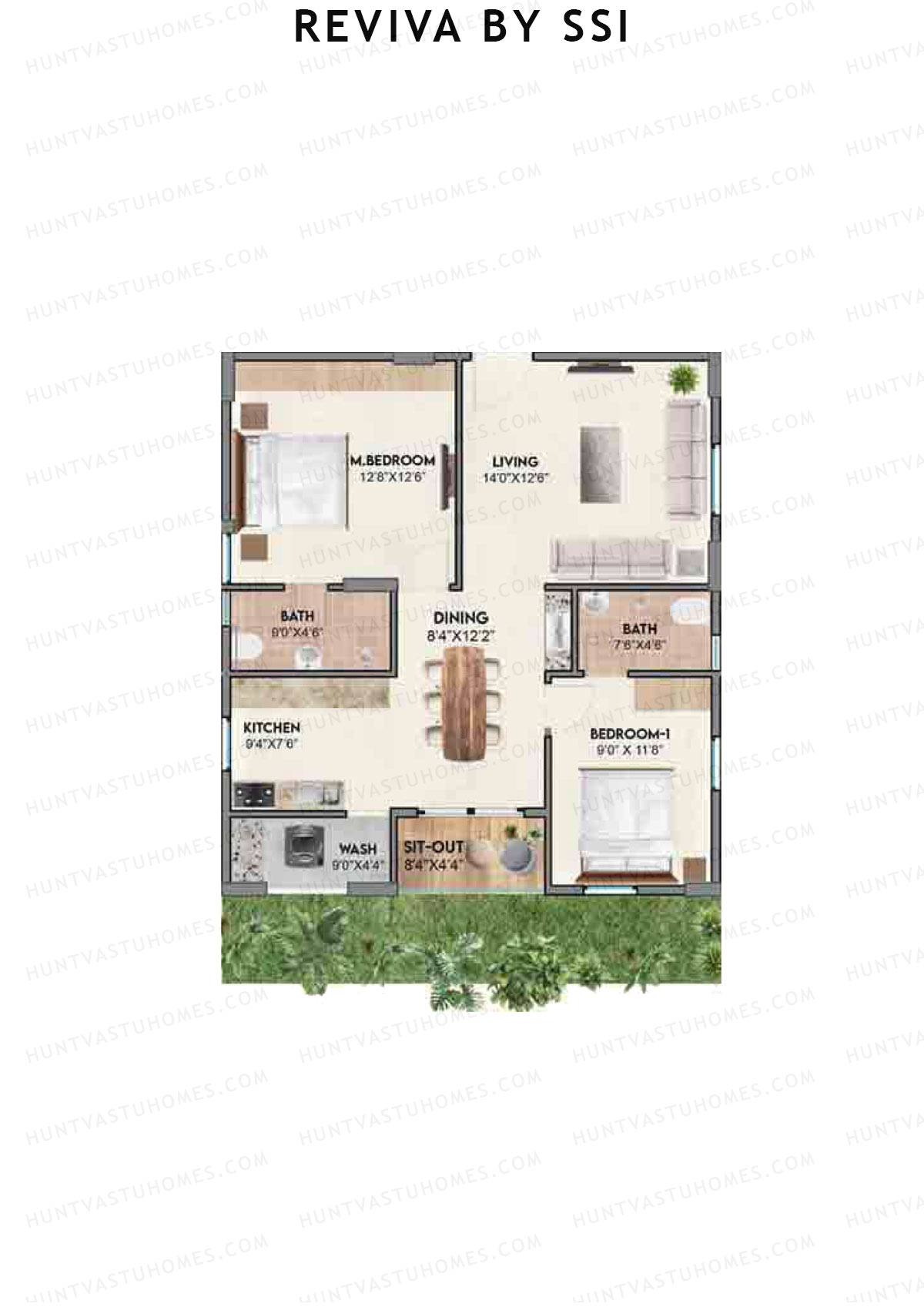 Reviva By SSI, Bliss, Unit B3, 2BHK, Super Area 1055   sq ft 
