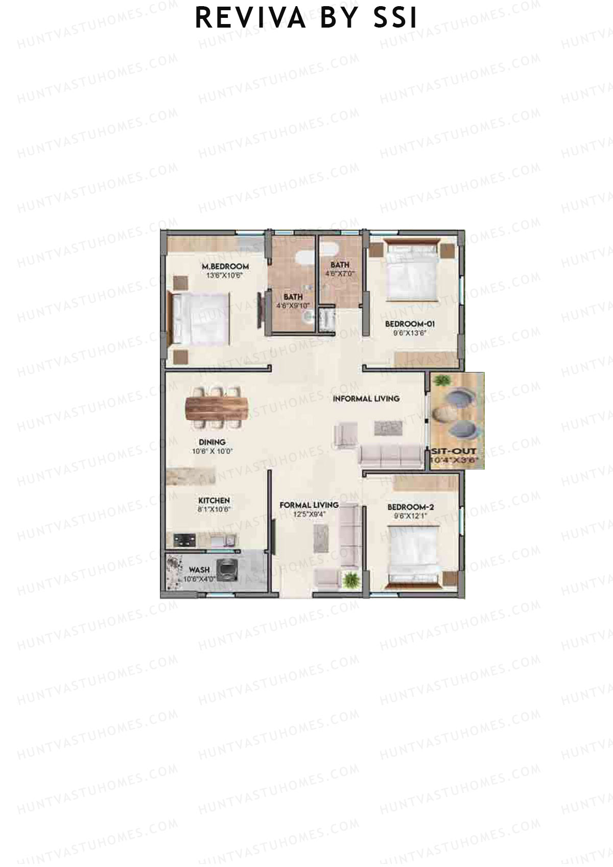Reviva By SSI, Bliss, Unit B7, 3BHK, Super Area 1465   sq ft 