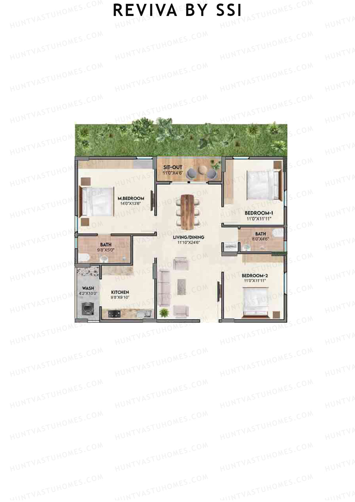 Reviva By SSI, Bliss, Unit B8, 3BHK, Super Area 1435   sq ft 