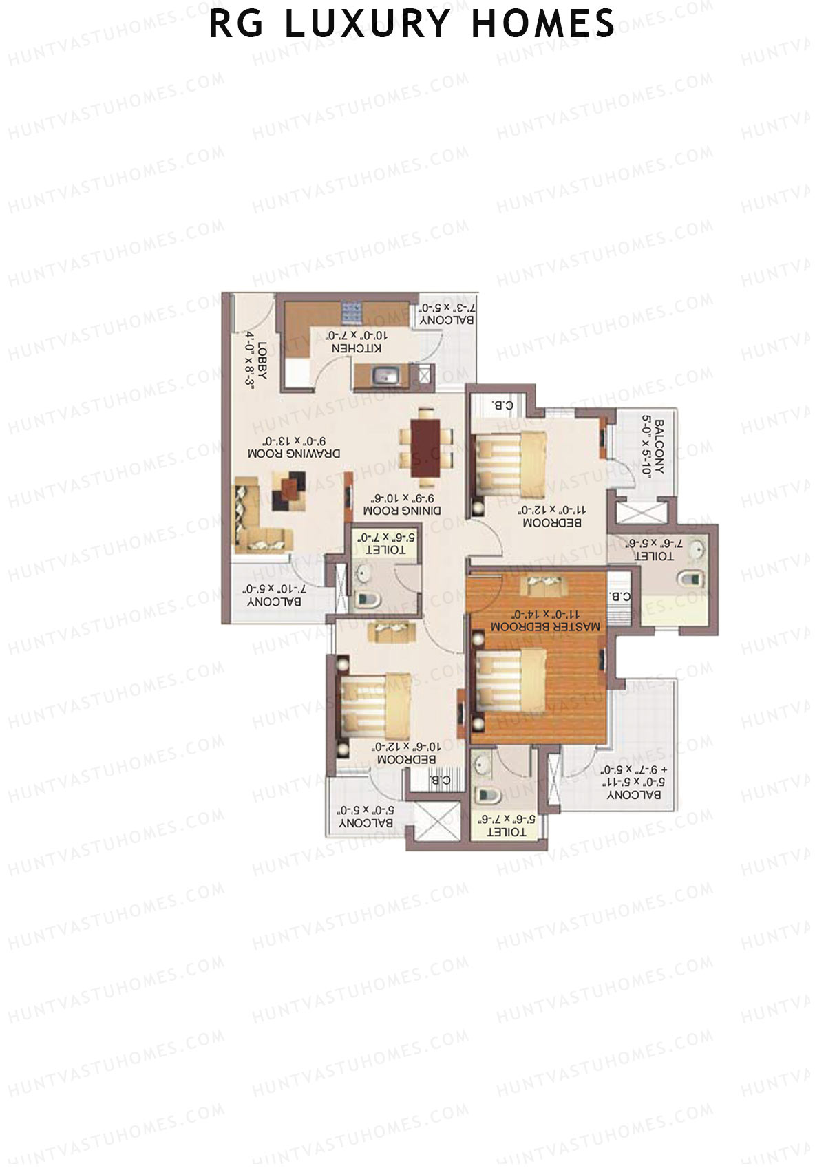 RG Luxury Homes Tower F Unit 1 (Type 4) Floor Plan