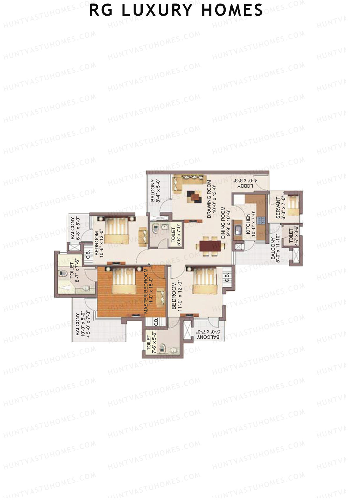 RG Luxury Homes Tower F Unit 3 (Type 6) Floor Plan