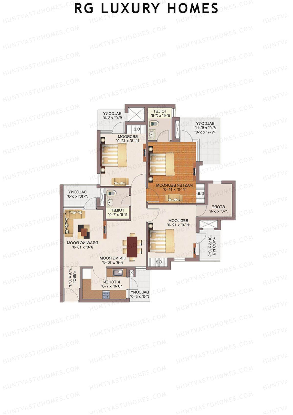 RG Luxury Homes Tower F Unit 6 (Type 5) Floor Plan