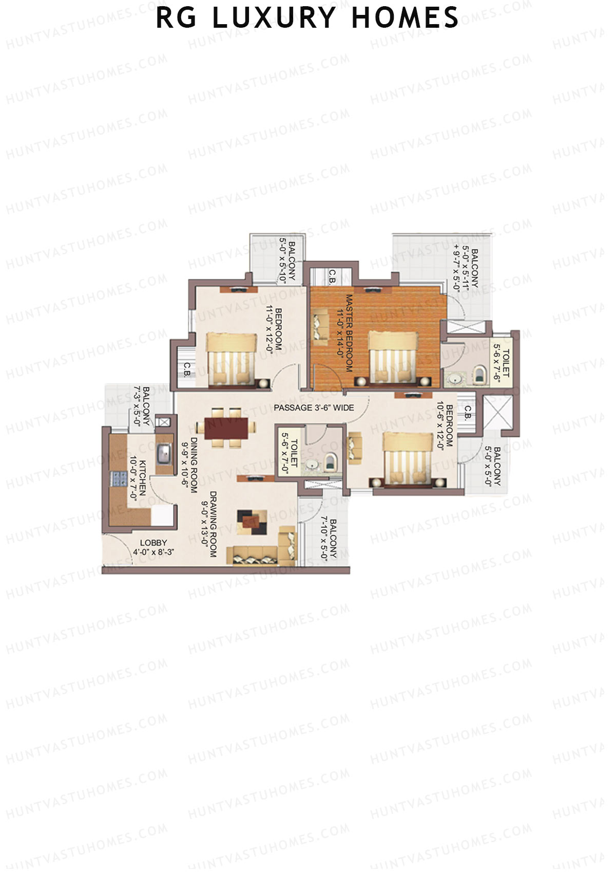 RG Luxury Homes Tower F Unit 7 (Type 2) Floor Plan
