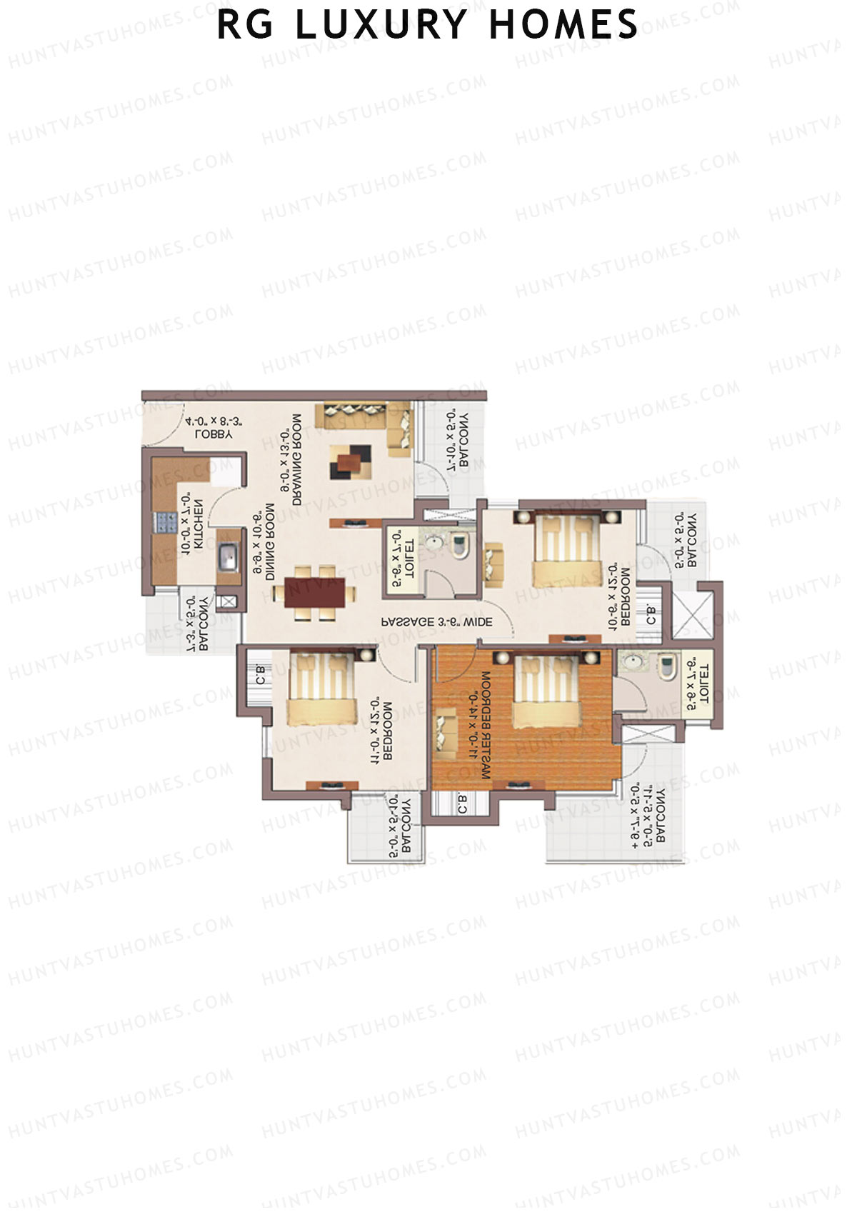 RG Luxury Homes Tower G Unit 8 (Type 3) Floor Plan