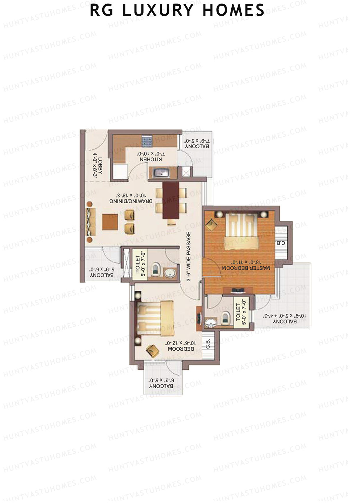 RG Luxury Homes Tower H Unit 1 (Type 1) Floor Plan