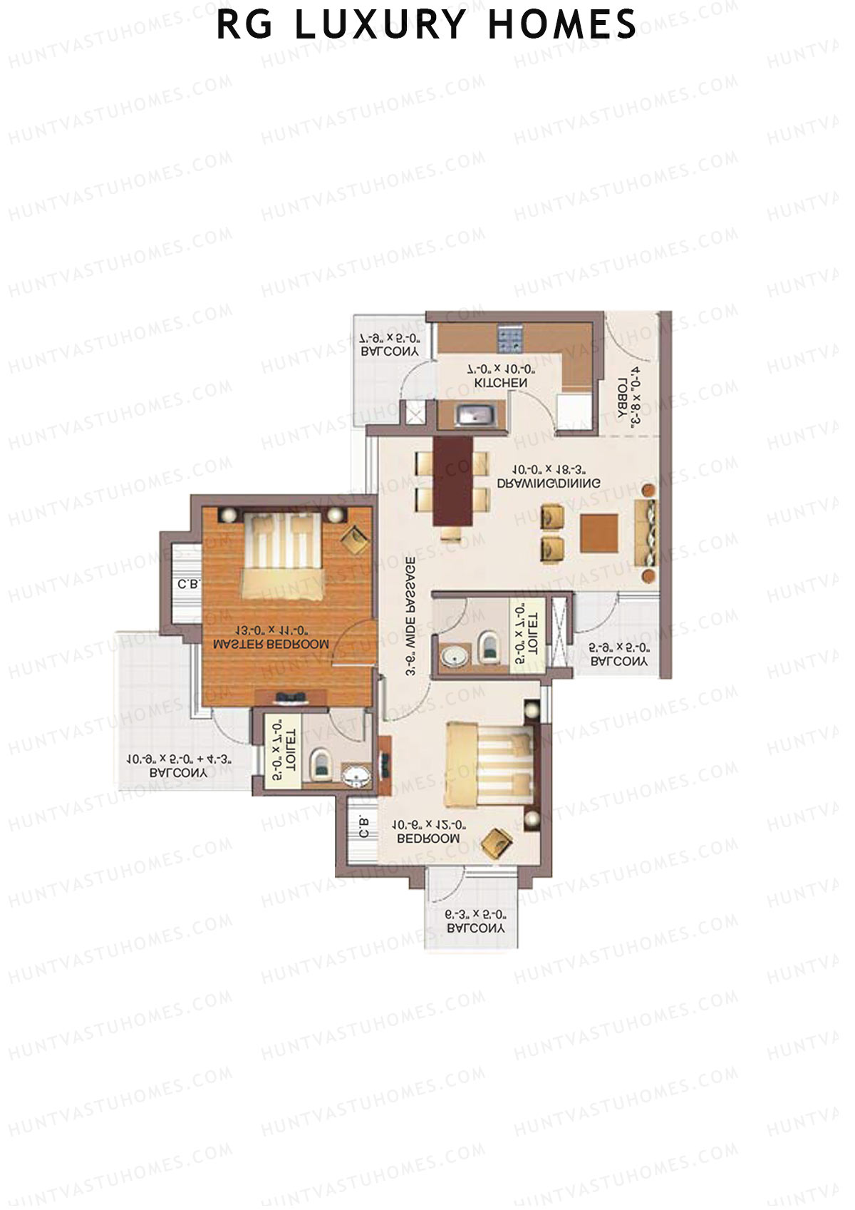 RG Luxury Homes Tower H Unit 2 (Type 1) Floor Plan