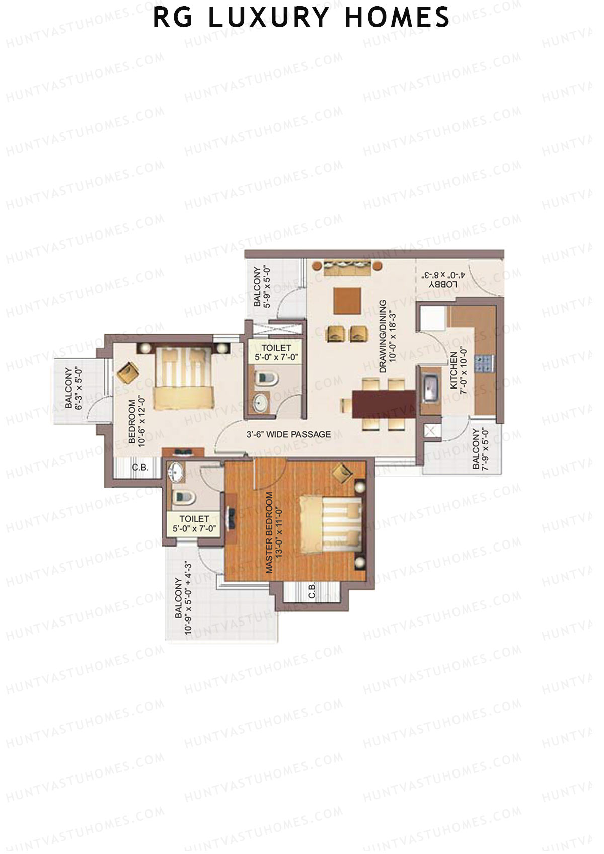 RG Luxury Homes Tower H Unit 3 (Type 1) Floor Plan