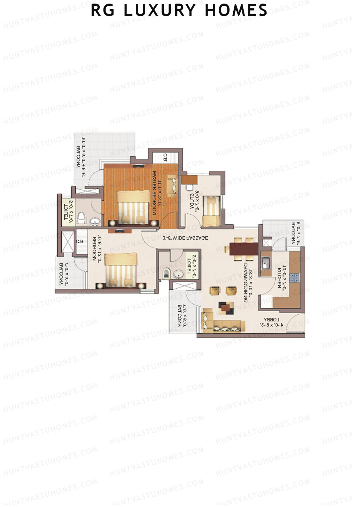 RG Luxury Homes Tower H Unit 4 (Type 2) Floor Plan