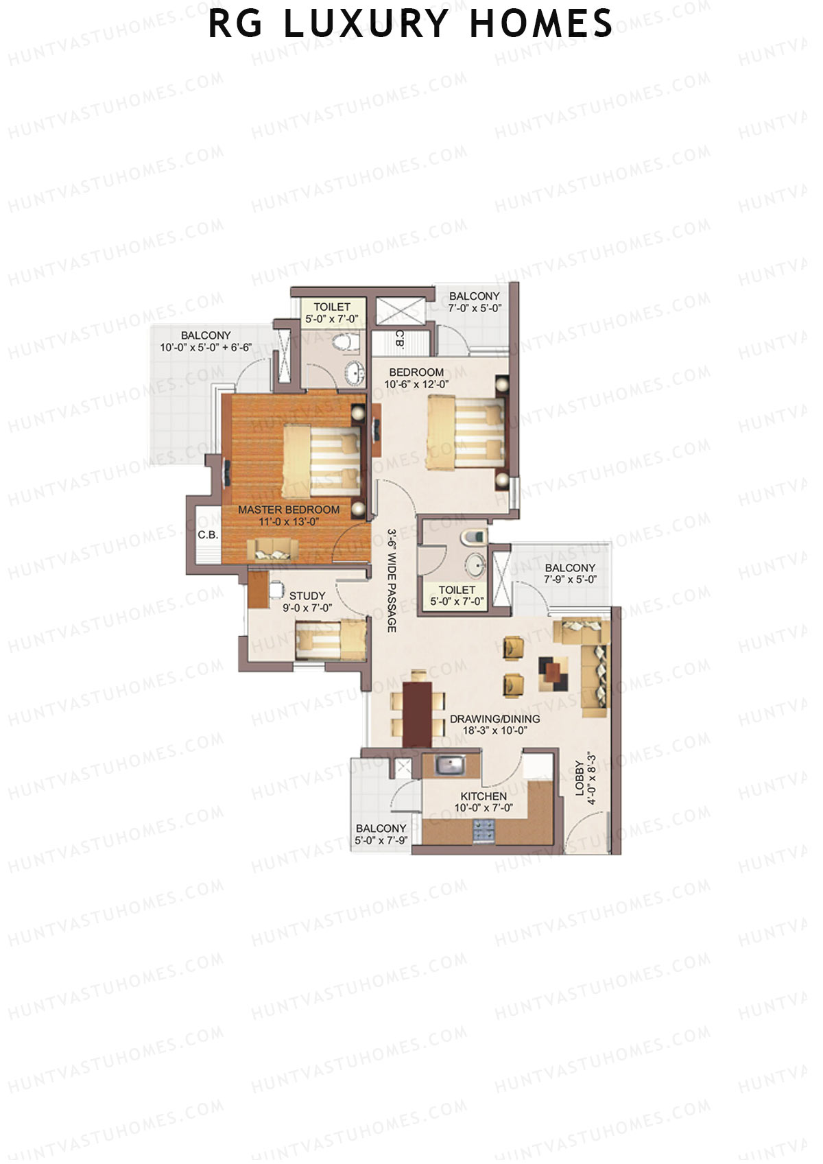 RG Luxury Homes Tower H Unit 5 (Type 2) Floor Plan