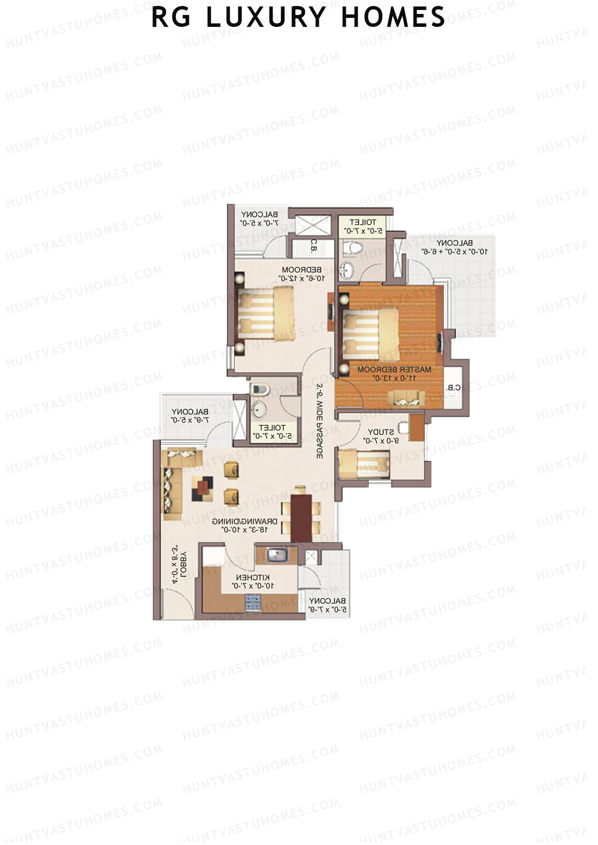 RG Luxury Homes Tower H Unit 6 (Type 2) Floor Plan