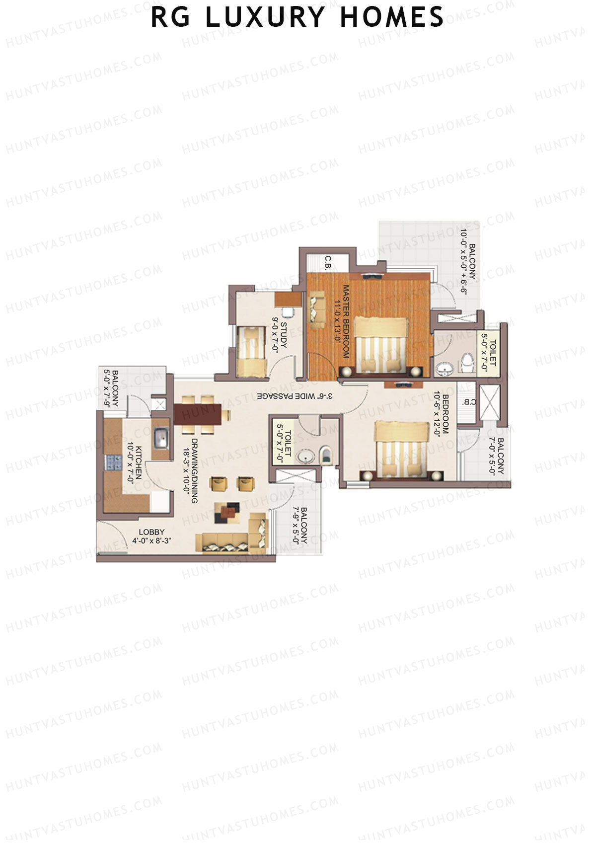 RG Luxury Homes Tower H Unit 7 (Type 2) Floor Plan
