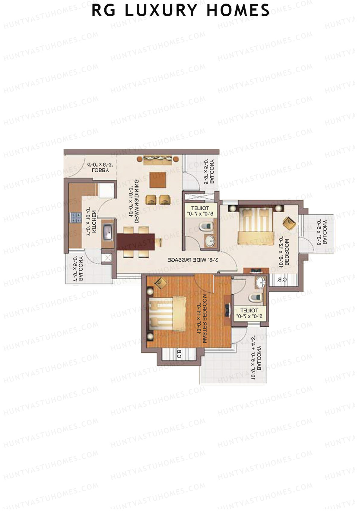 RG Luxury Homes Tower H Unit 8 (Type 1) Floor Plan