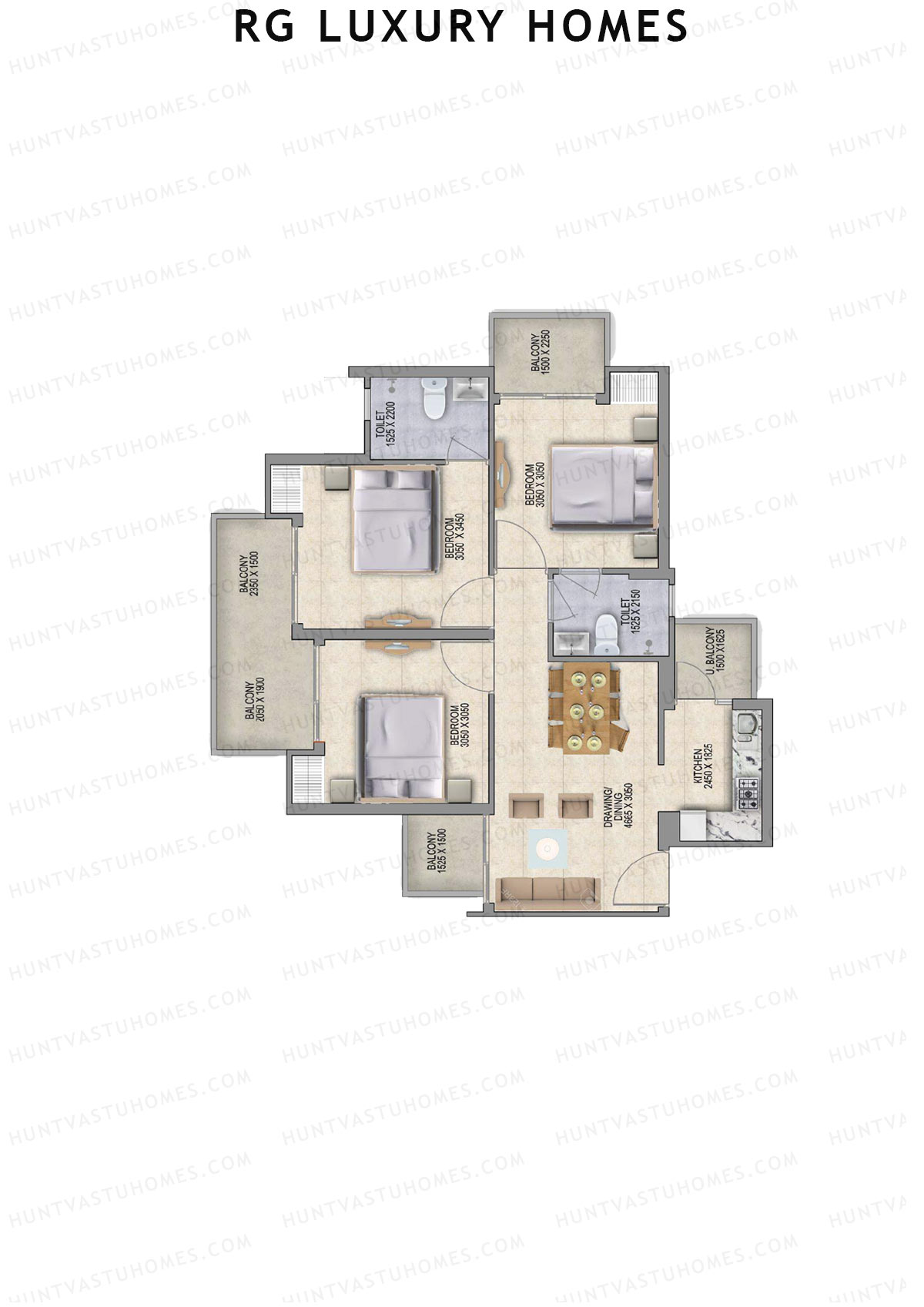 RG Luxury Homes Tower L Unit 1 Floor Plan