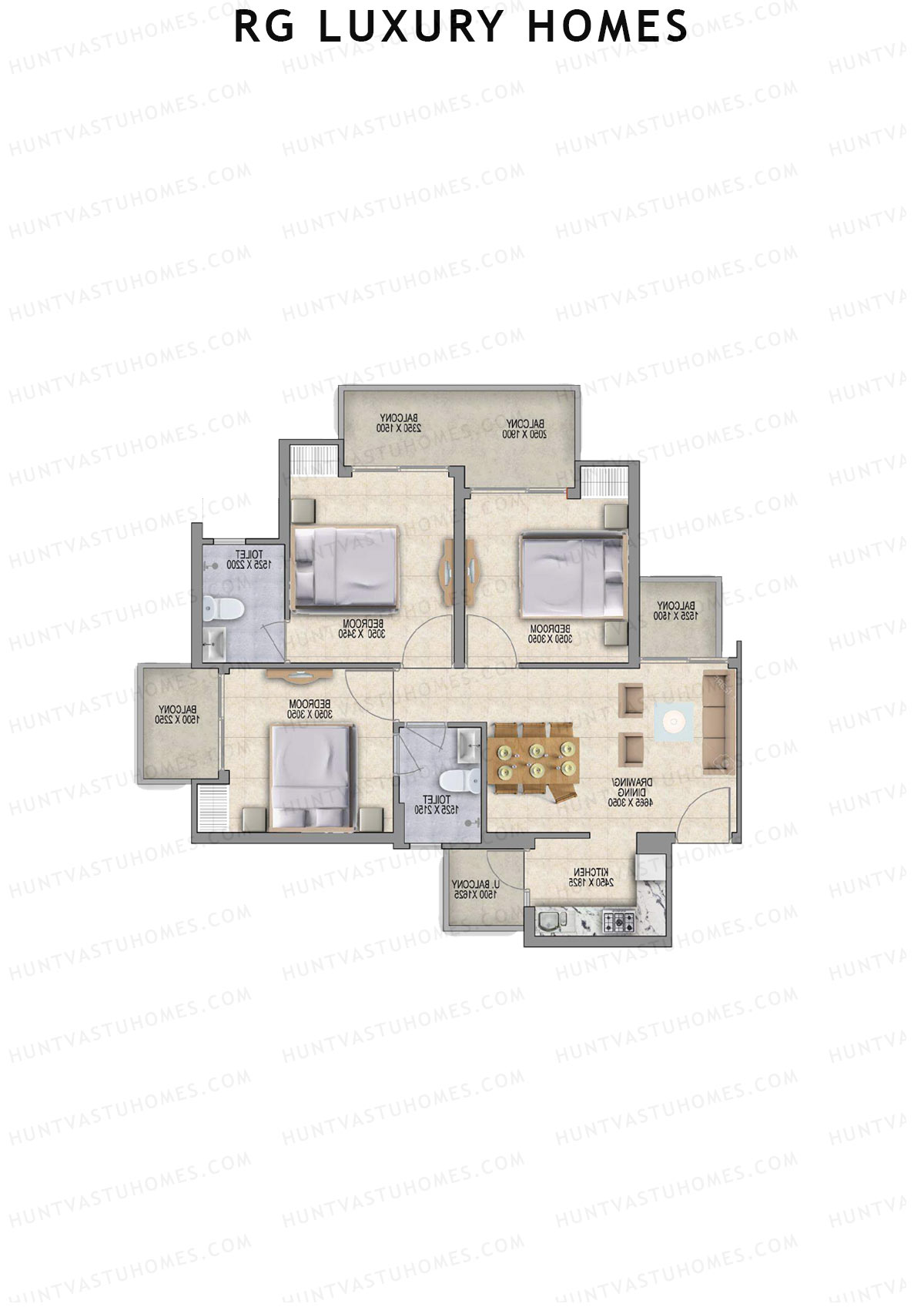 RG Luxury Homes Tower L Unit 2 Floor Plan