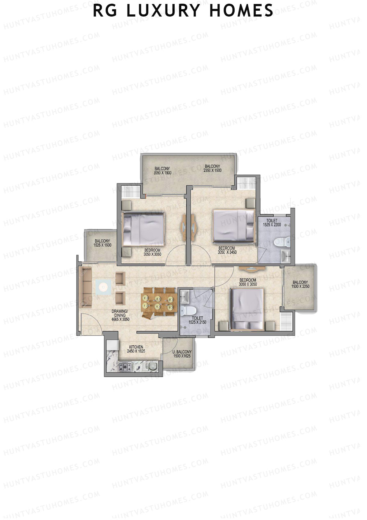 RG Luxury Homes Tower L Unit 3 Floor Plan
