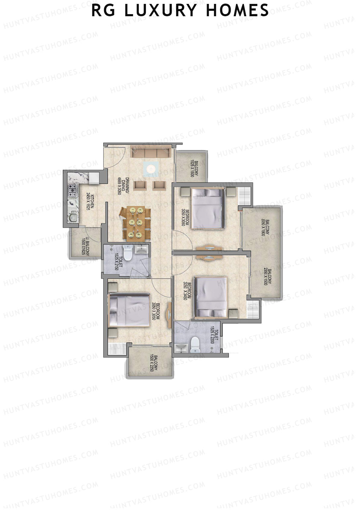 RG Luxury Homes Tower L Unit 5 Floor Plan