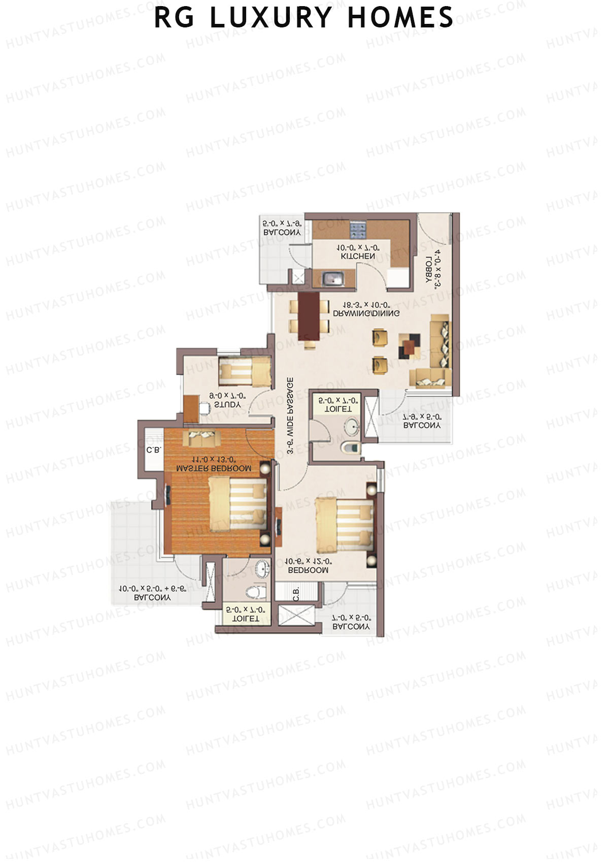 RG Luxury Homes Tower M Unit 2 (Type 2) Floor Plan
