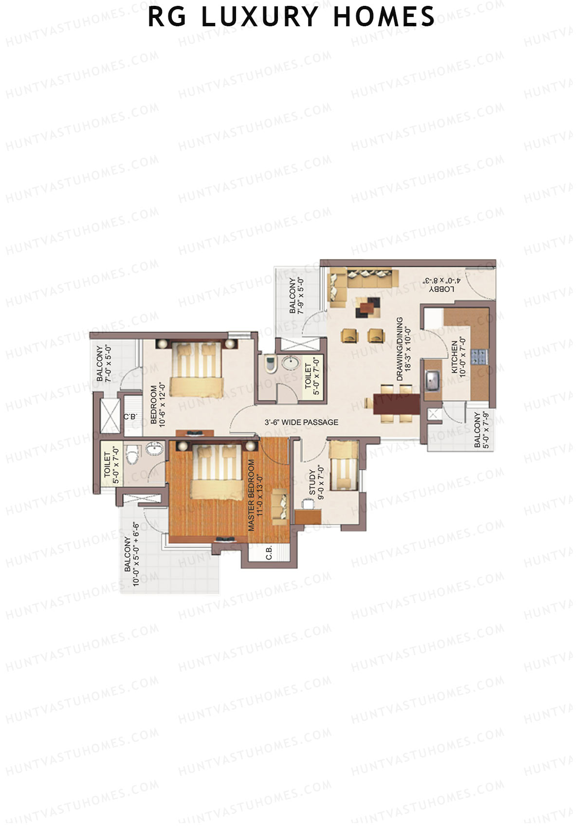 RG Luxury Homes Tower M Unit 3 (Type 2) Floor Plan