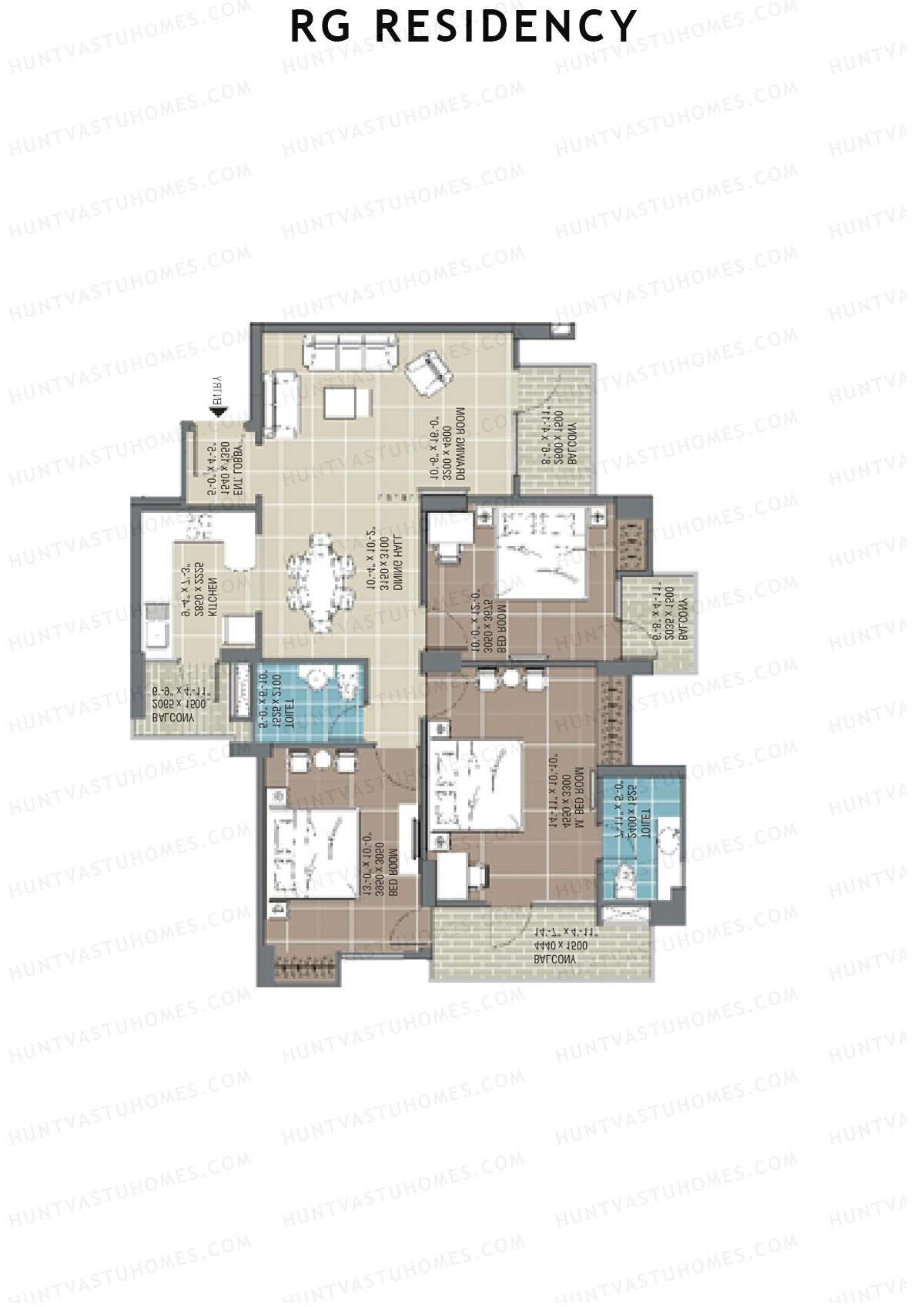 RG Residency Tower A Unit 1 (Type 4) Floor Plan