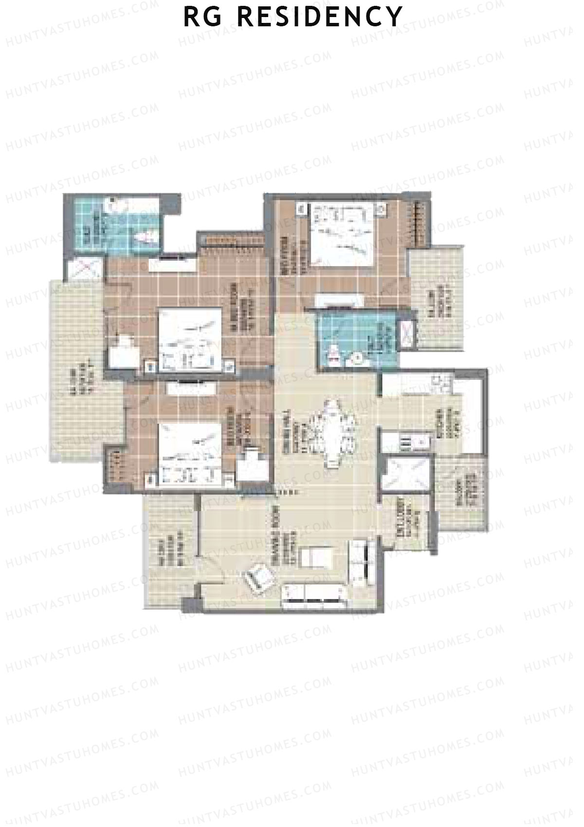 RG Residency Tower B Unit 5 (Type 8) Floor Plan