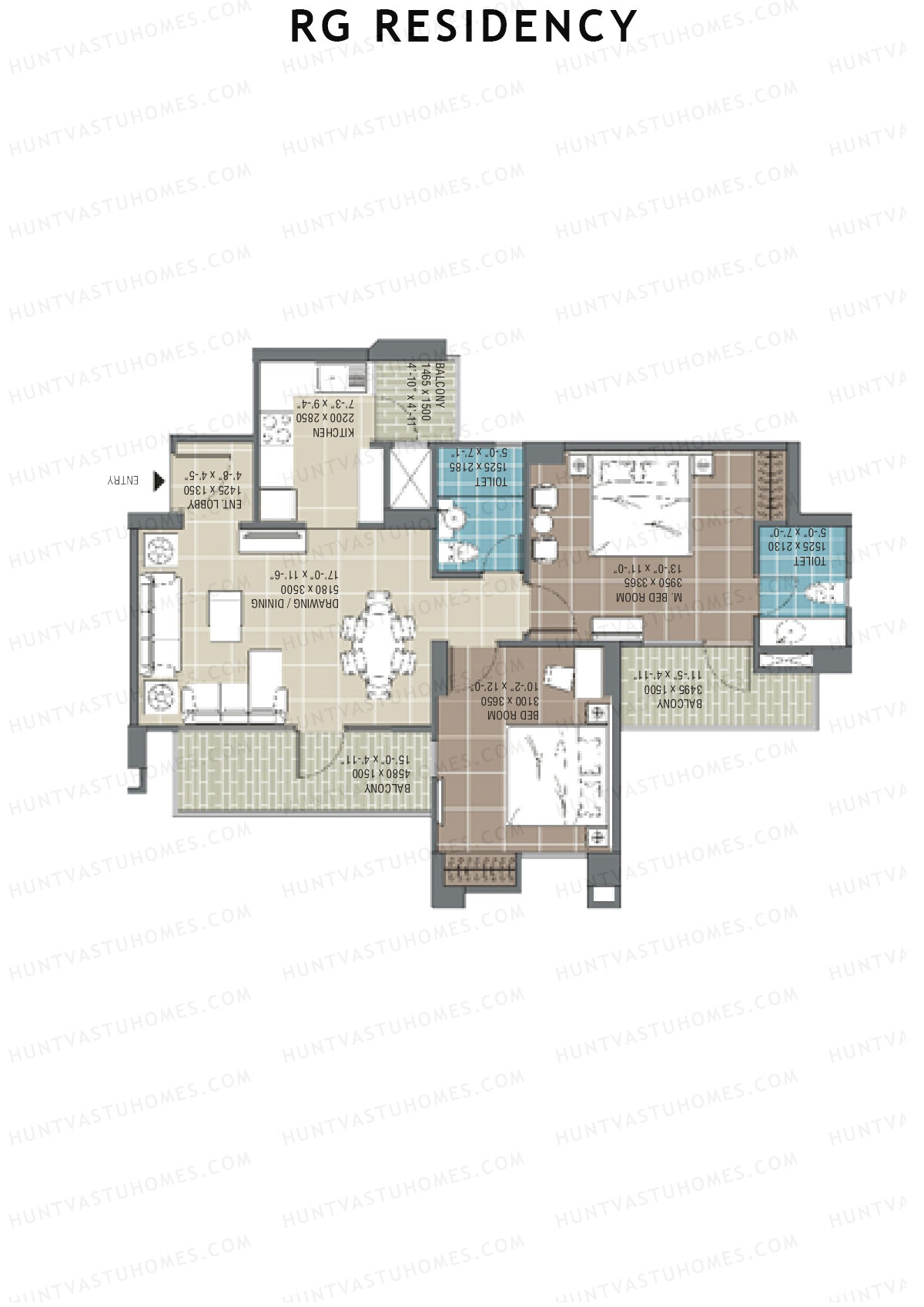RG Residency Tower C Unit 4 (Type 2) Floor Plan