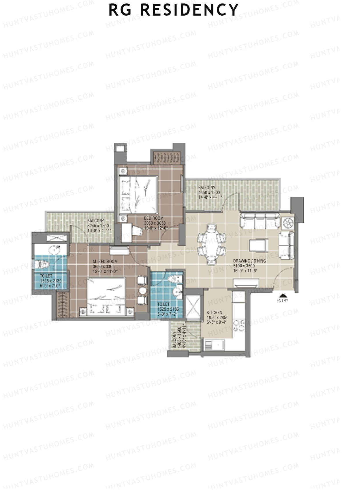RG Residency Tower C Unit 6 (Type 1) Floor Plan
