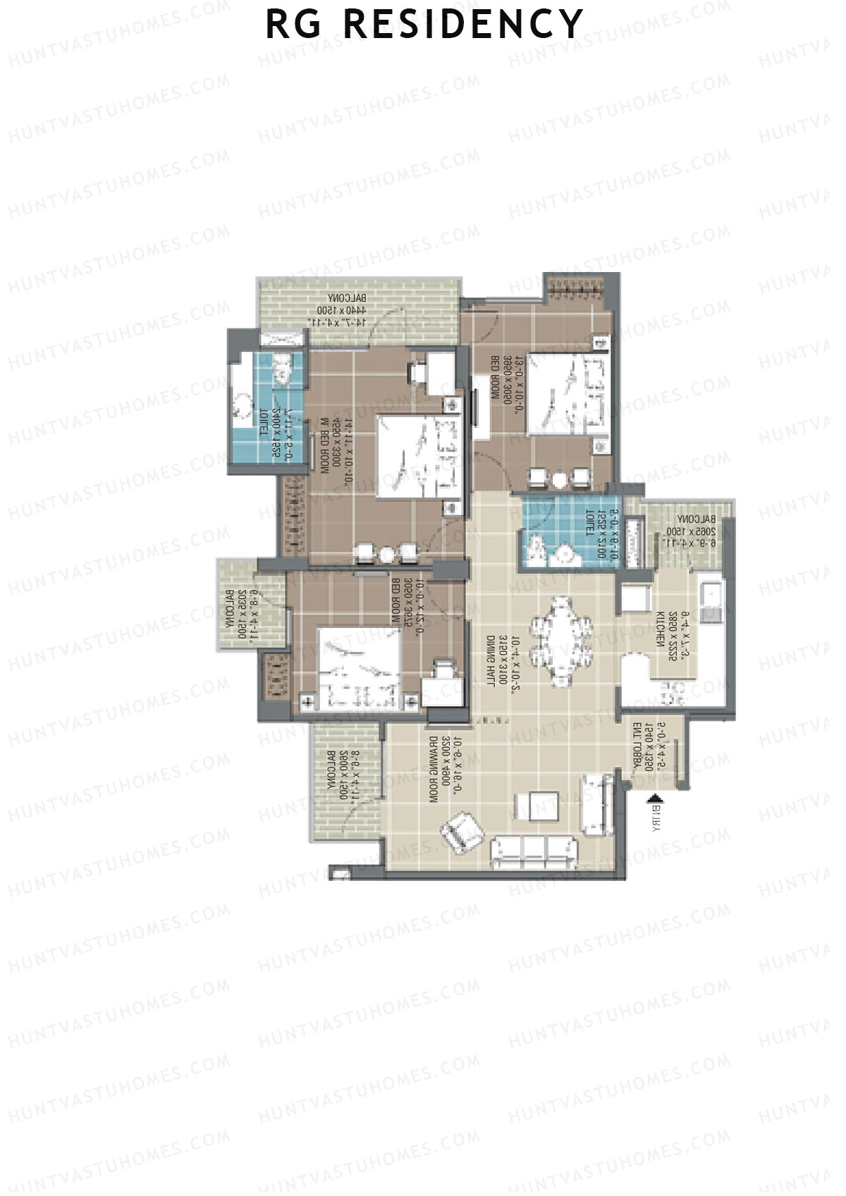 RG Residency Tower E Unit 2 (Type 4) Floor Plan
